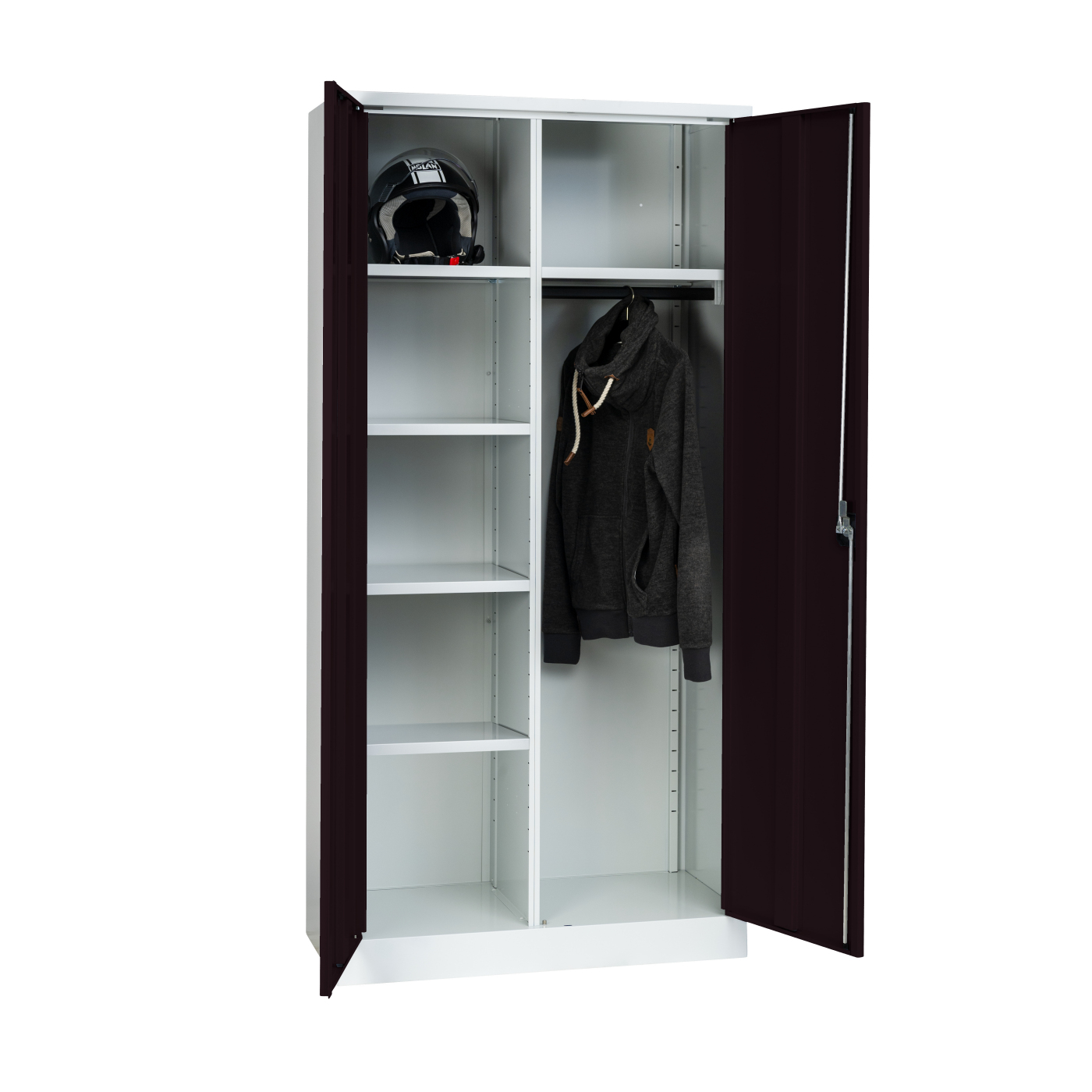 Wolf Material-Garderobenschrank Serie 20 Sockel Flügeltüren Höhe 1950 Breite 950 mm Tiefschwarz RAL 9005