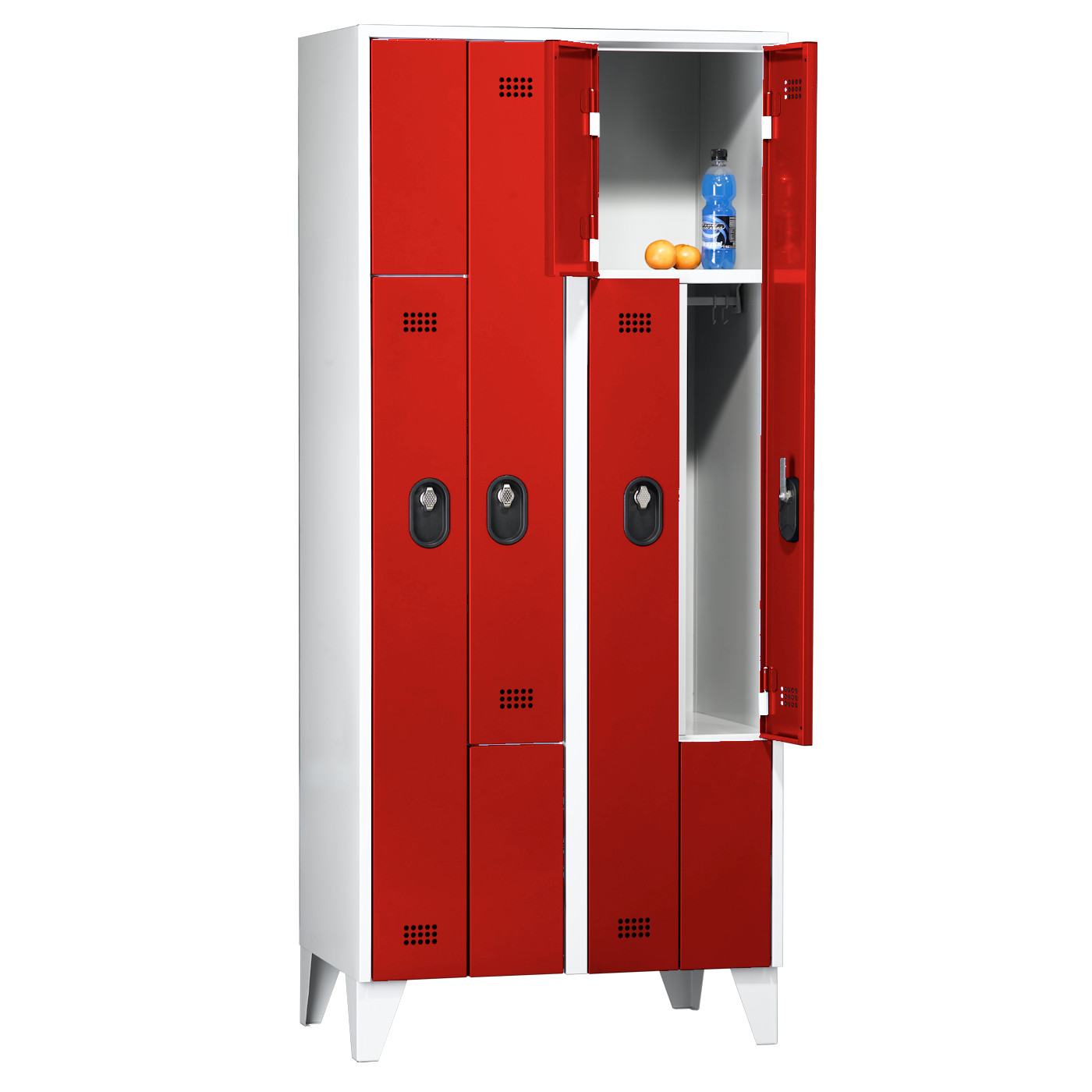 Wolf Z-Spind Serie 90 Z, Füße, Abteilbreite 400 mm 2 Abteile 4 Fächer Feuerrot RAL 3000