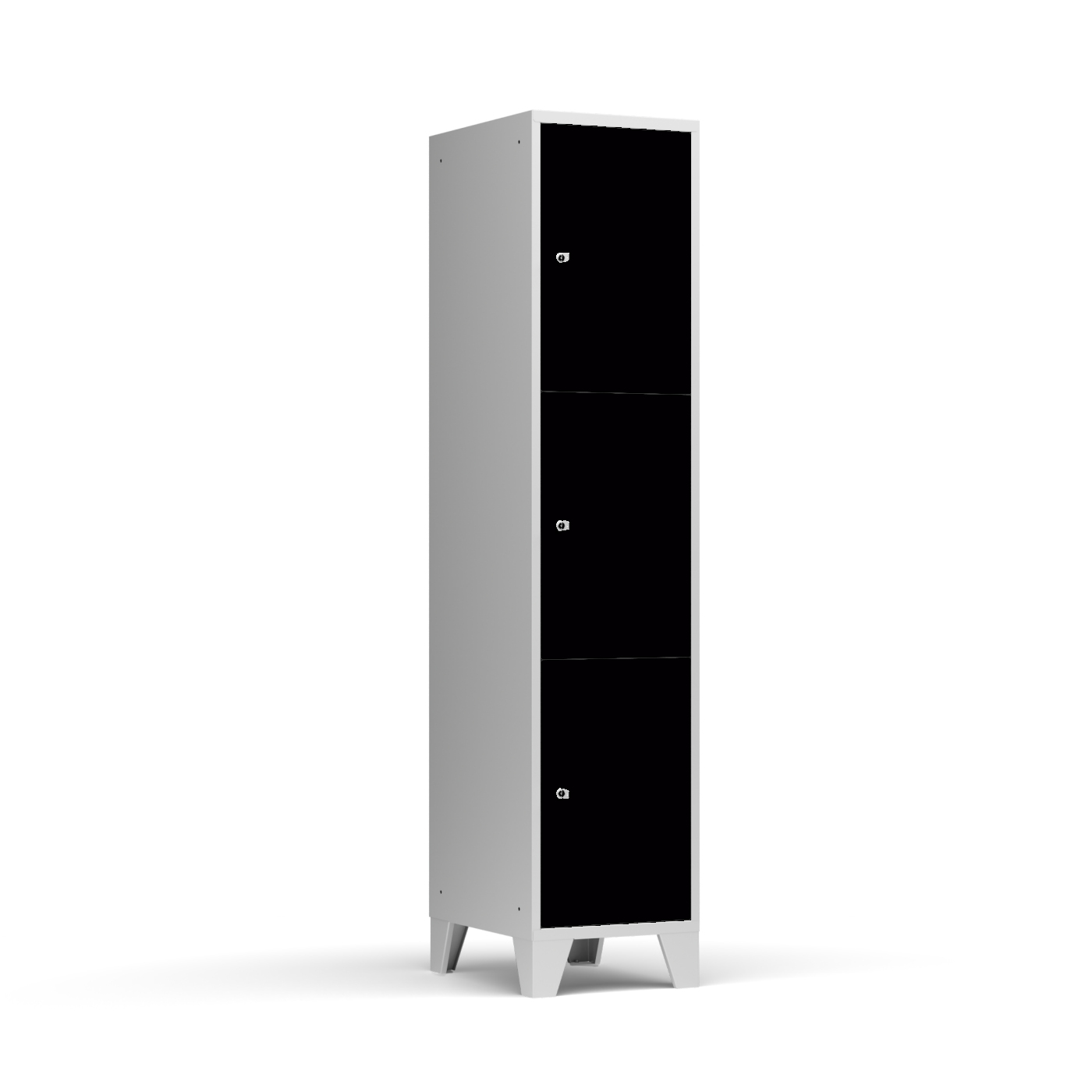 Wolf Fächerschrank Serie 72, Füße, Abteilbreite 400 mm, 1 Abteil à 3 Fächer Tiefschwarz RAL 9005