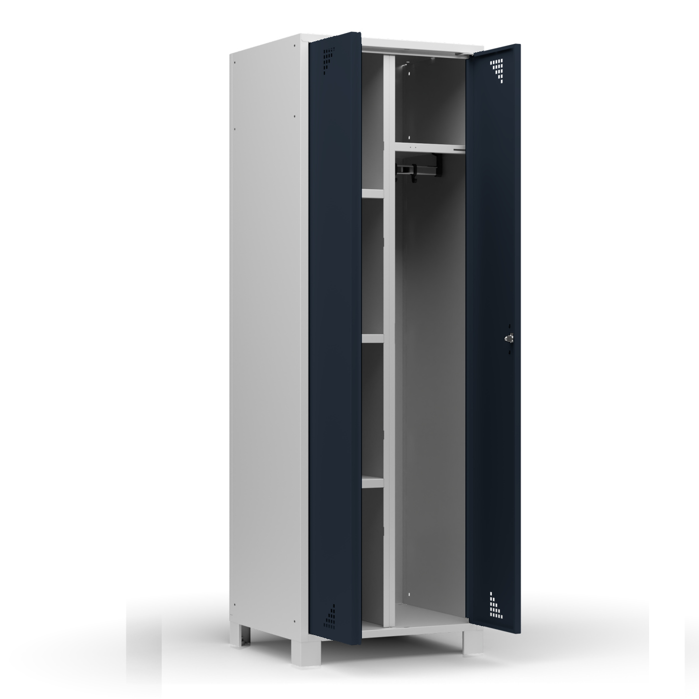 Wolf Mehrzweckspind mit Garderobe Serie 82 W, Flügeltüren Abteilbreite 300 mm 2 Abteile Anthrazitgrau RAL 7016