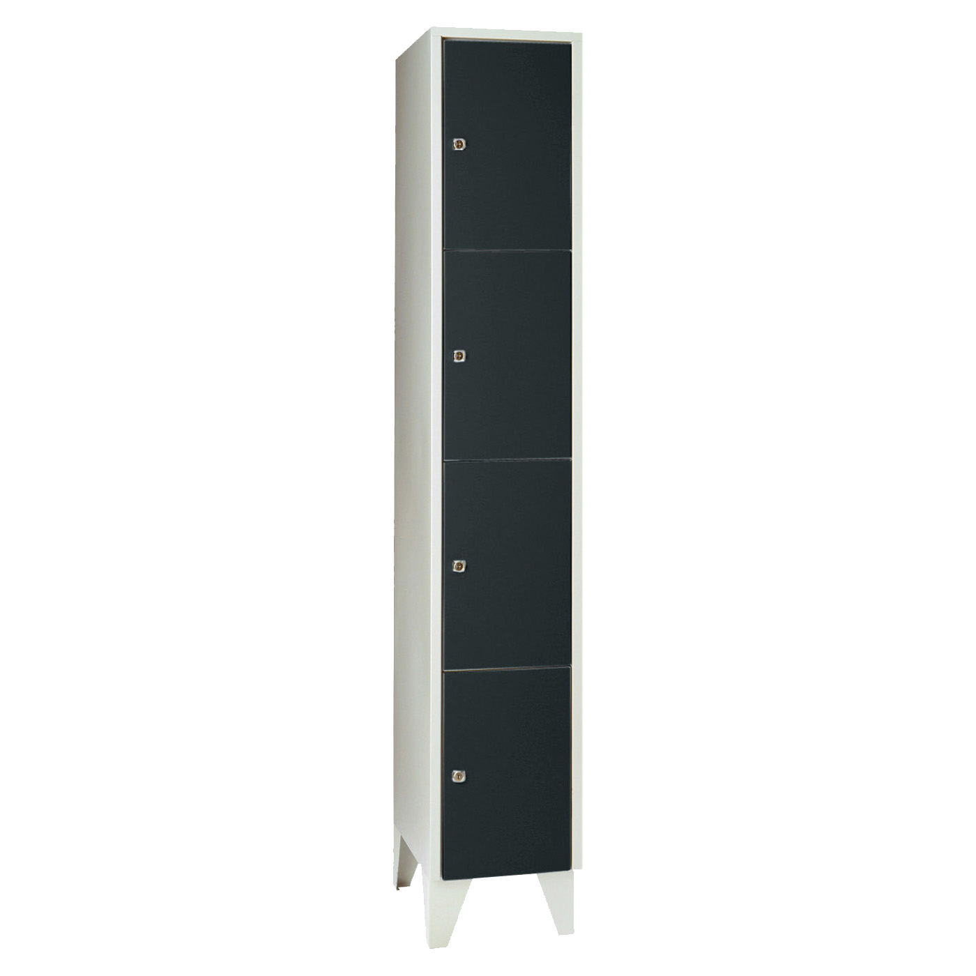 Wolf Fächerschrank Serie 72, Füße, Abteilbreite 300 mm, 1 Abteil à 4 Fächer Tiefschwarz RAL 9005