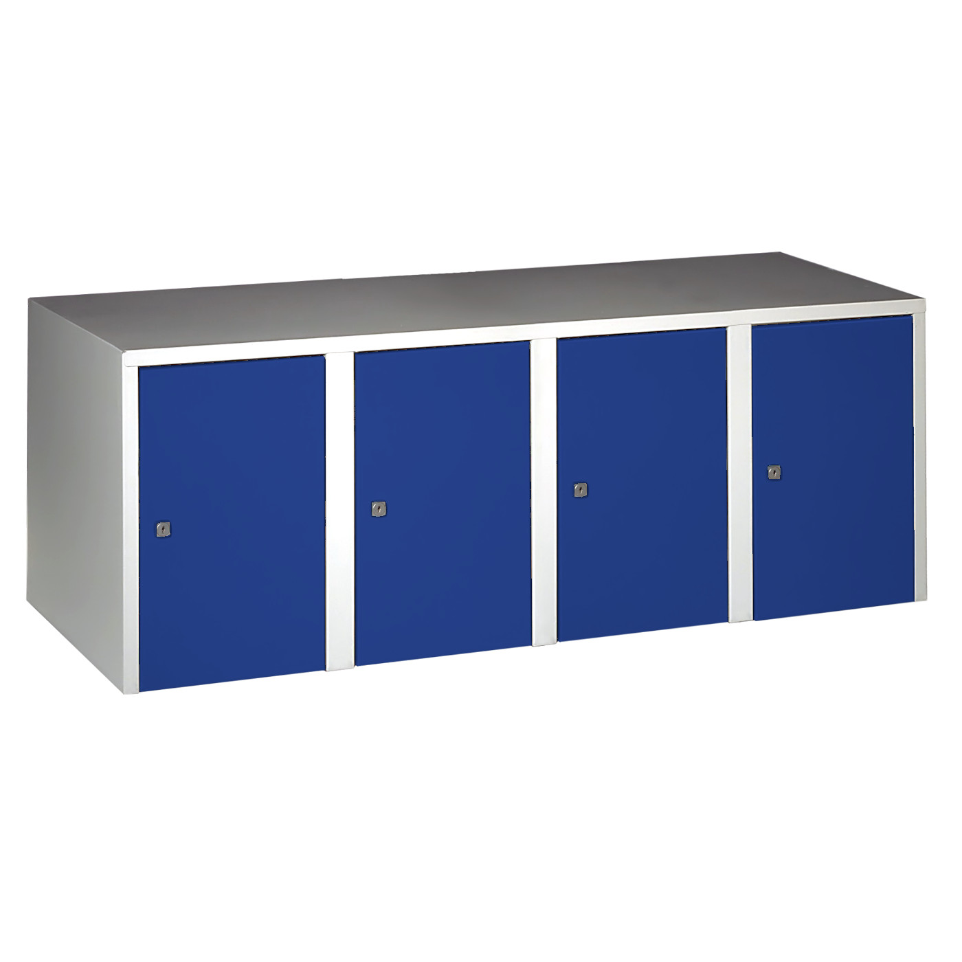 Wolf Aufsatzschrank Serie 73 , Sockel, Abteilbreite 300 mm, 4 Abteile Enzianblau RAL 5010