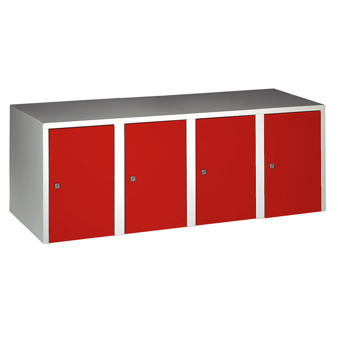 Wolf Aufsatzschrank Serie 73 , Sockel, Abteilbreite 300 mm, 4 Abteile Feuerrot RAL 3000
