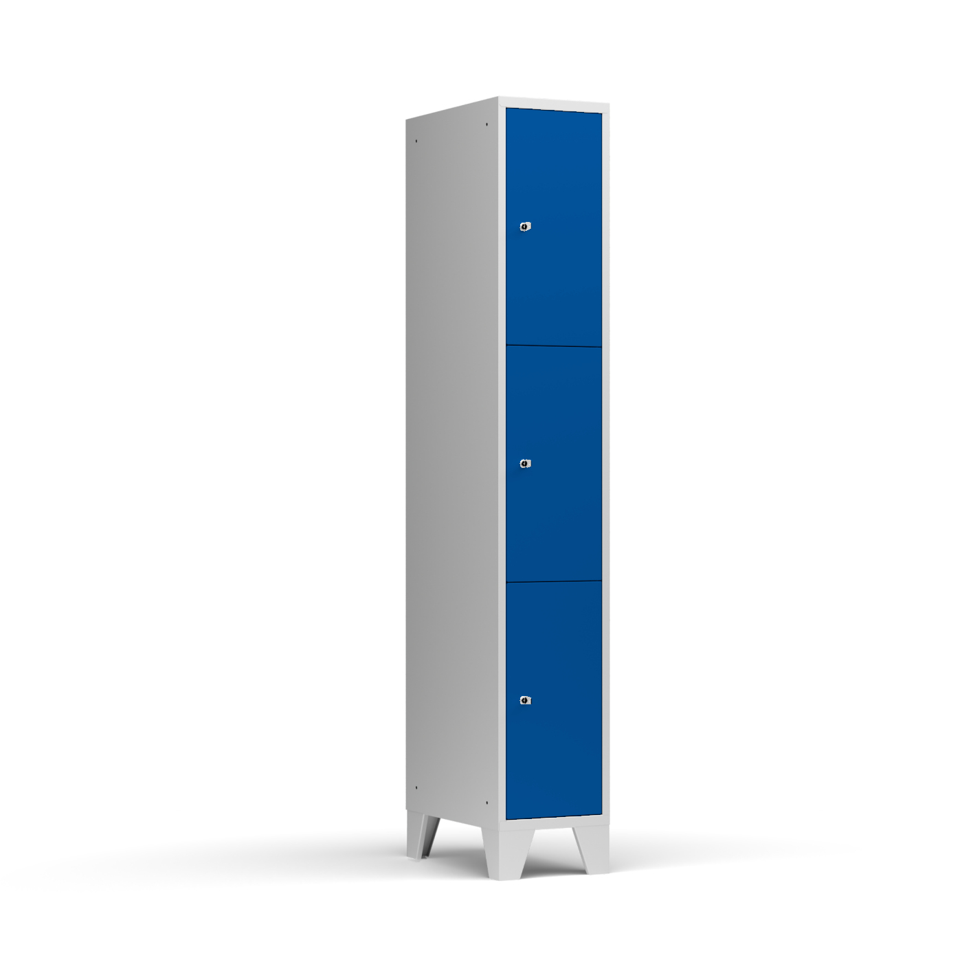 Wolf Fächerschrank Serie 72, Füße, Abteilbreite 300 mm, 1 Abteil à 3 Fächer Enzianblau RAL 5010