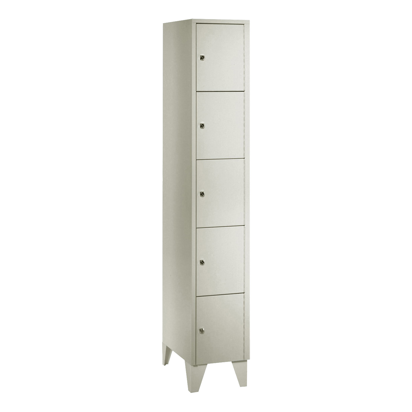 Wolf Fächerschrank Serie 72, Füße, Abteilbreite 300 mm, 1 Abteil à 5 Fächer Lichtgrau RAL 7035