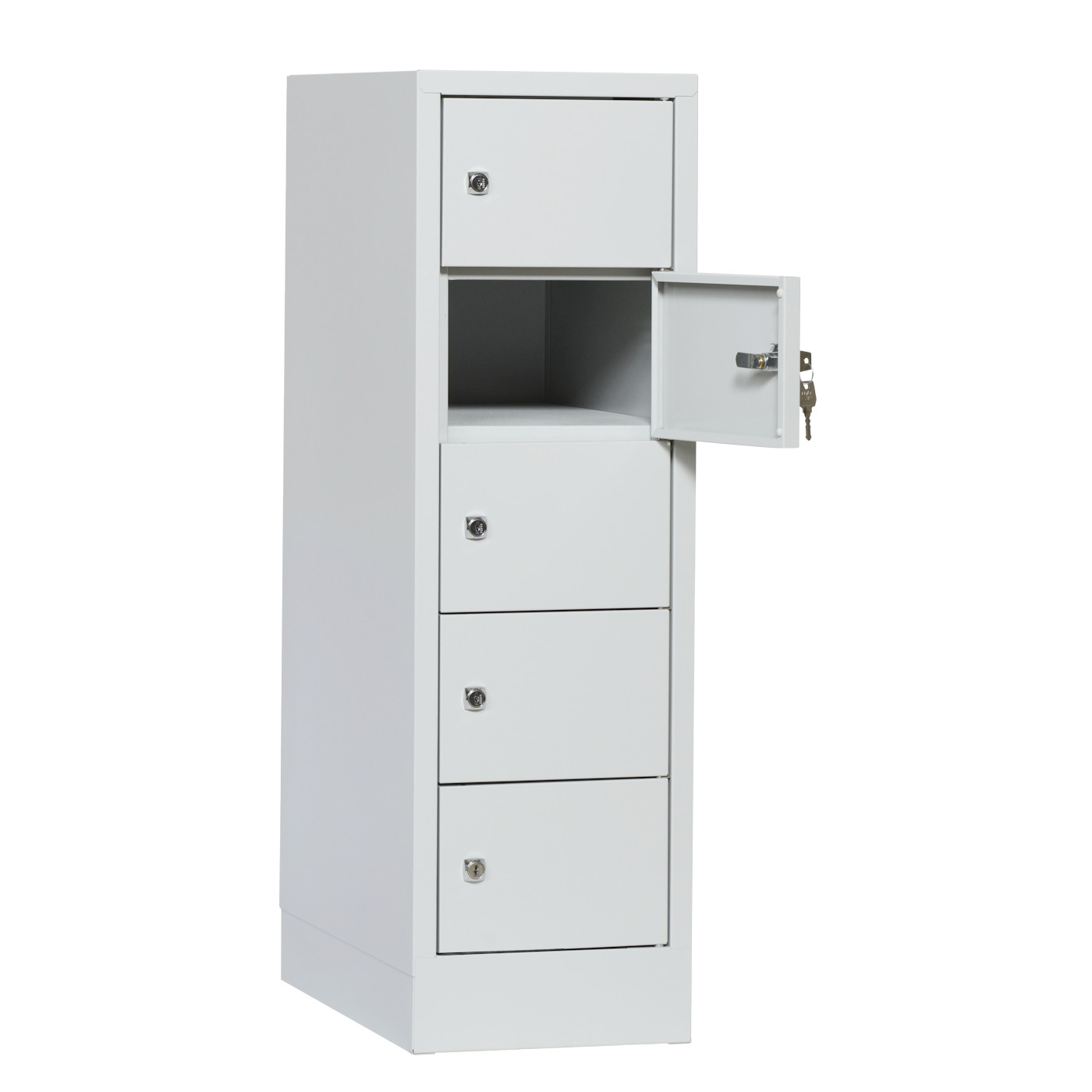 Wolf Kleingefachschrank Serie 41, Sockel, Abteilbreite 300 mm, 1 Abteil à 5 Fächer Lichtgrau RAL 7035