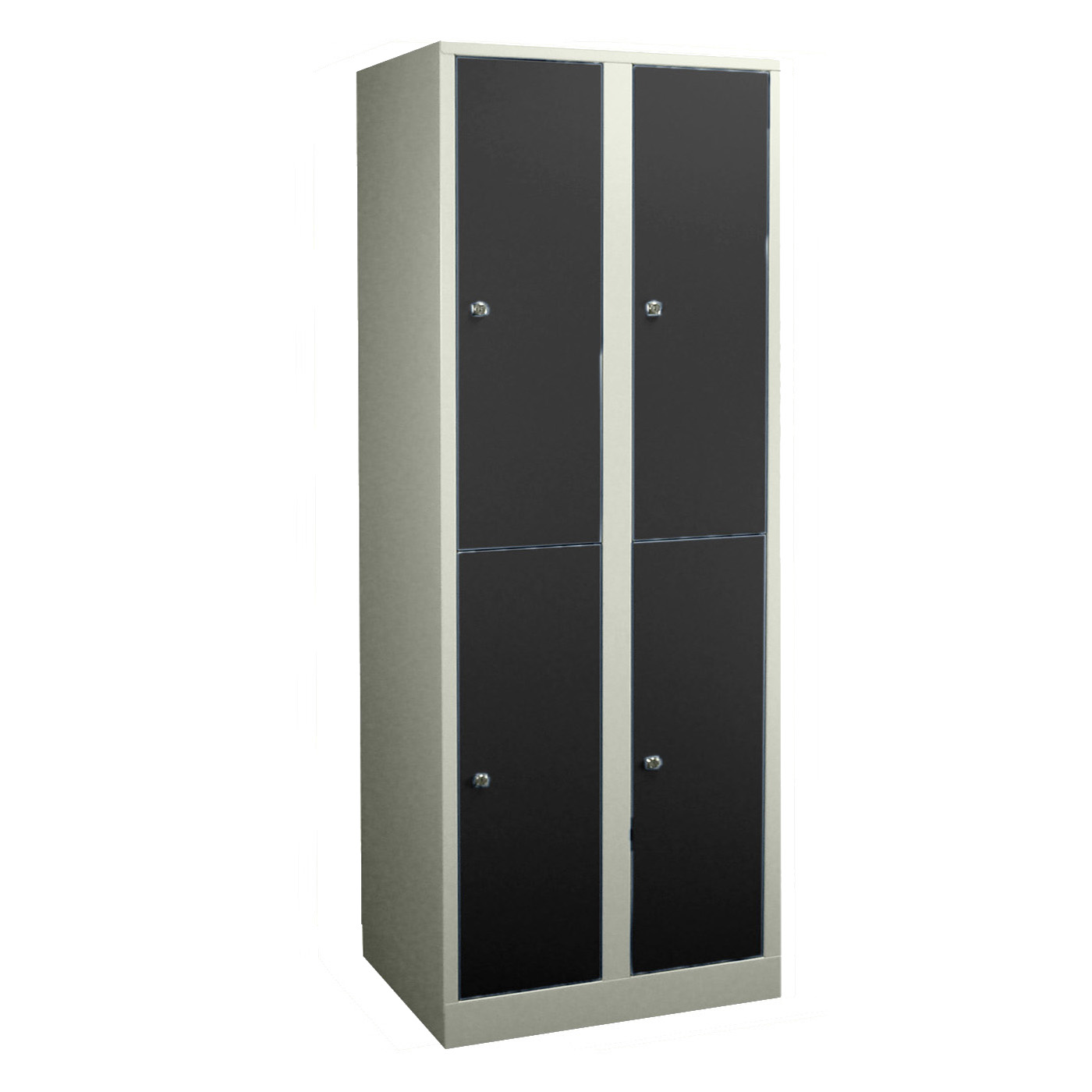 Wolf Spind Serie 42 doppelstöckig extrahoch Sockel Abteilbreite 400 mm 2 Abteile Tiefschwarz RAL 9005