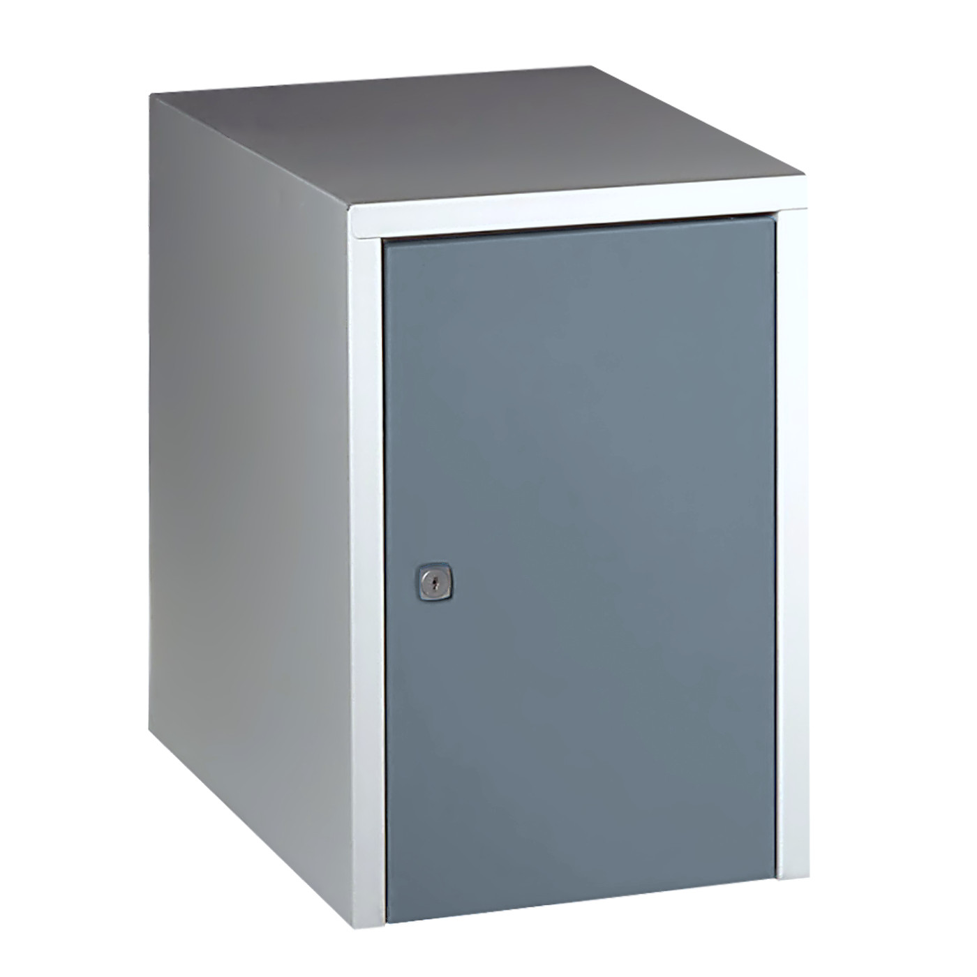 Wolf Aufsatzschrank Serie 73 , Sockel, Abteilbreite 300 mm, 1 Abteil Blaugrau RAL 7031