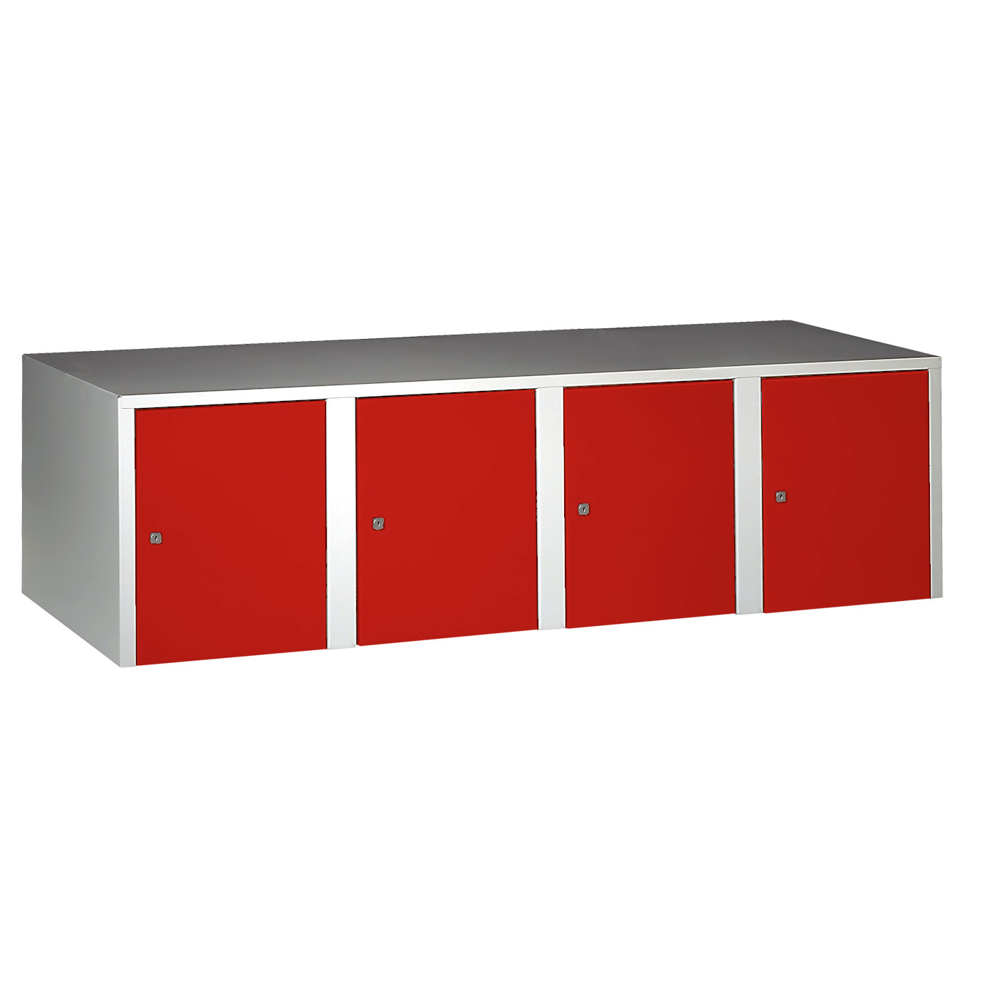 Wolf Aufsatzschrank Serie 73 , Sockel, Abteilbreite 400 mm, 4 Abteile Feuerrot RAL 3000