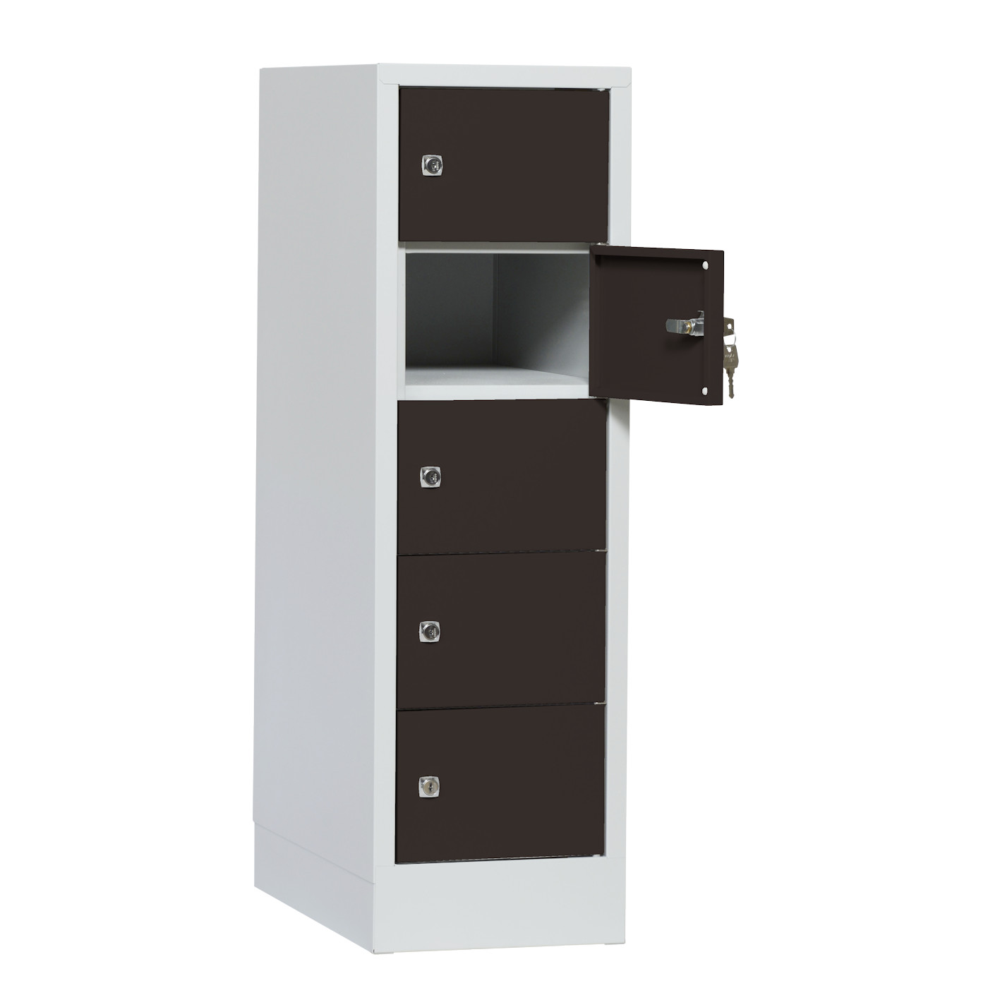 Wolf Kleingefachschrank Serie 41, Sockel, Abteilbreite 300 mm, 1 Abteil à 5 Fächer Tiefschwarz RAL 9005