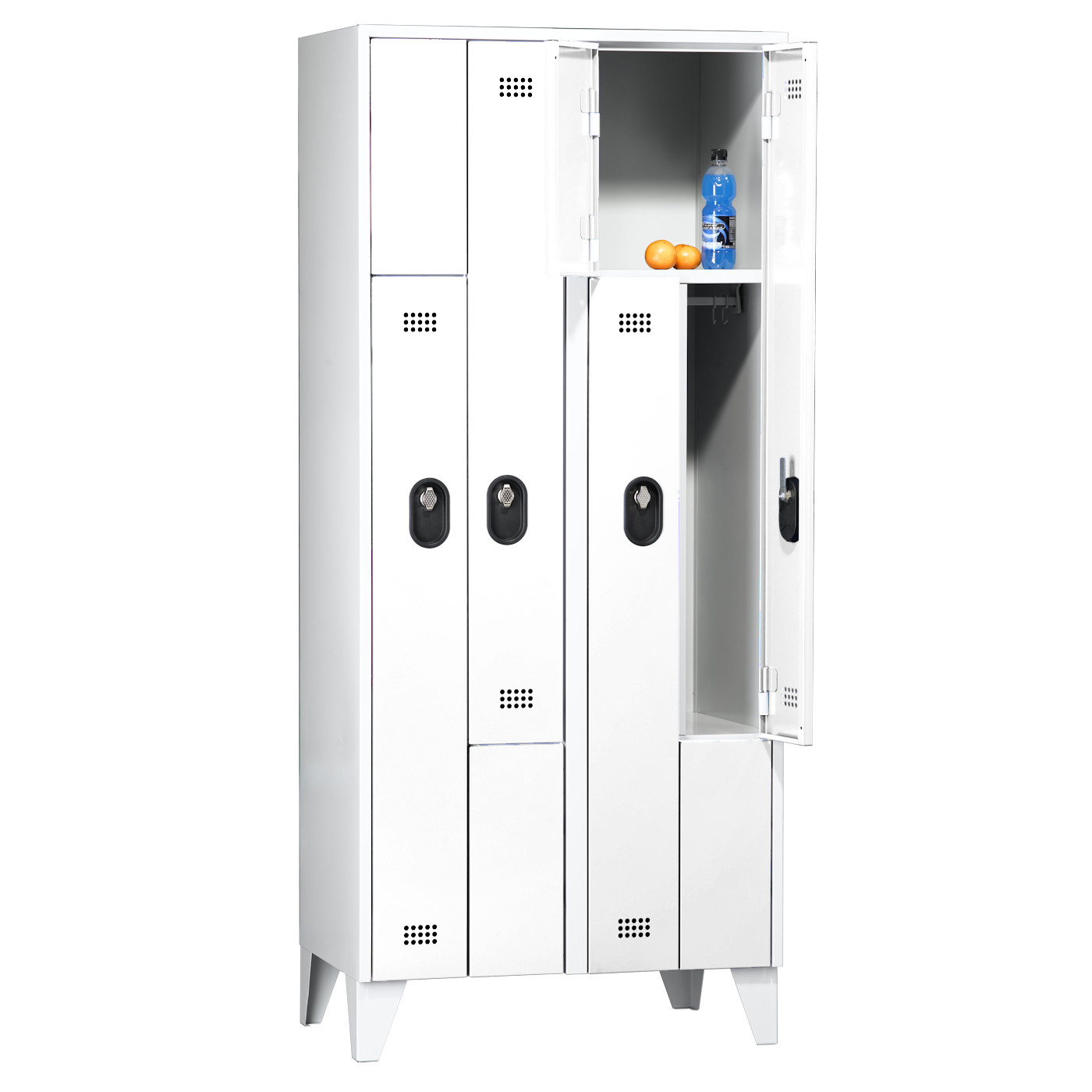 Wolf Z-Spind Serie 90 Z, Füße, Abteilbreite 400 mm 2 Abteile 4 Fächer Lichtgrau RAL 7035