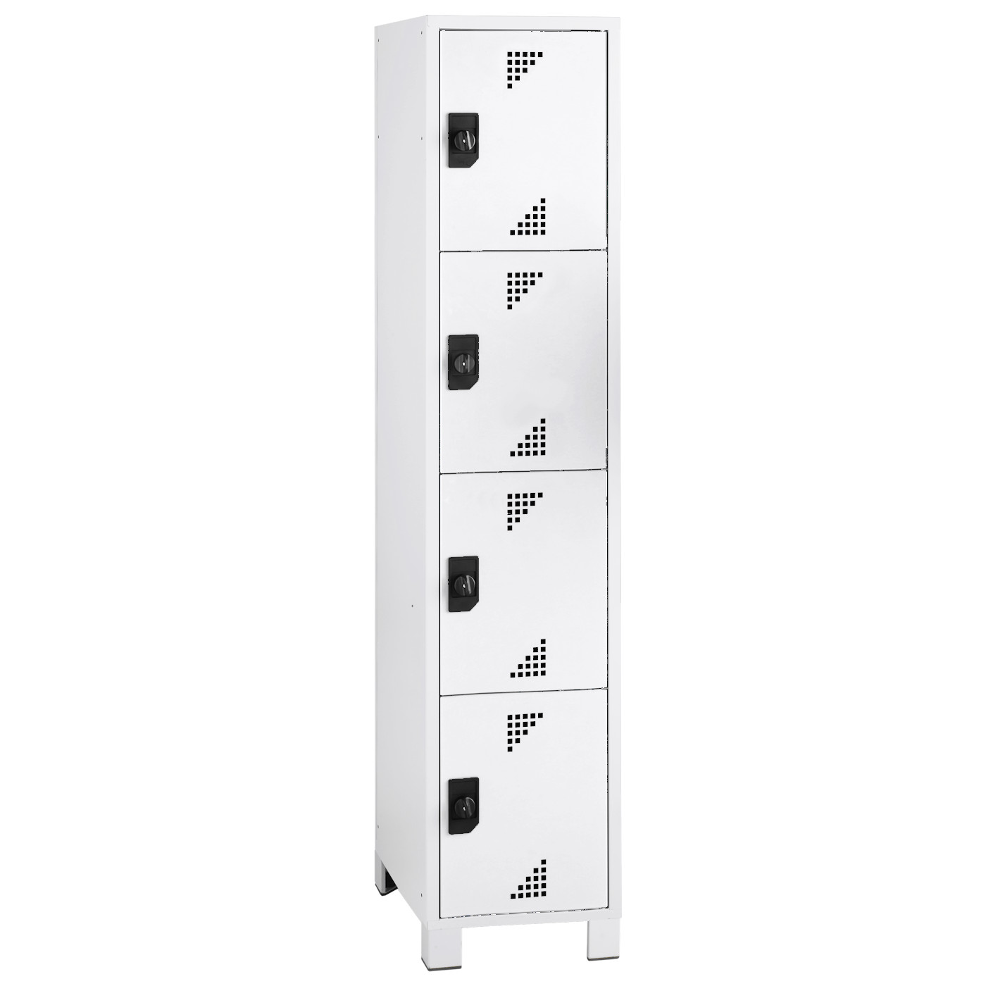 Wolf Fächerschrank Serie 82, Füße, Abteilbreite 400 mm, 1 Abteil à 4 Fächer Lichtgrau RAL 7035