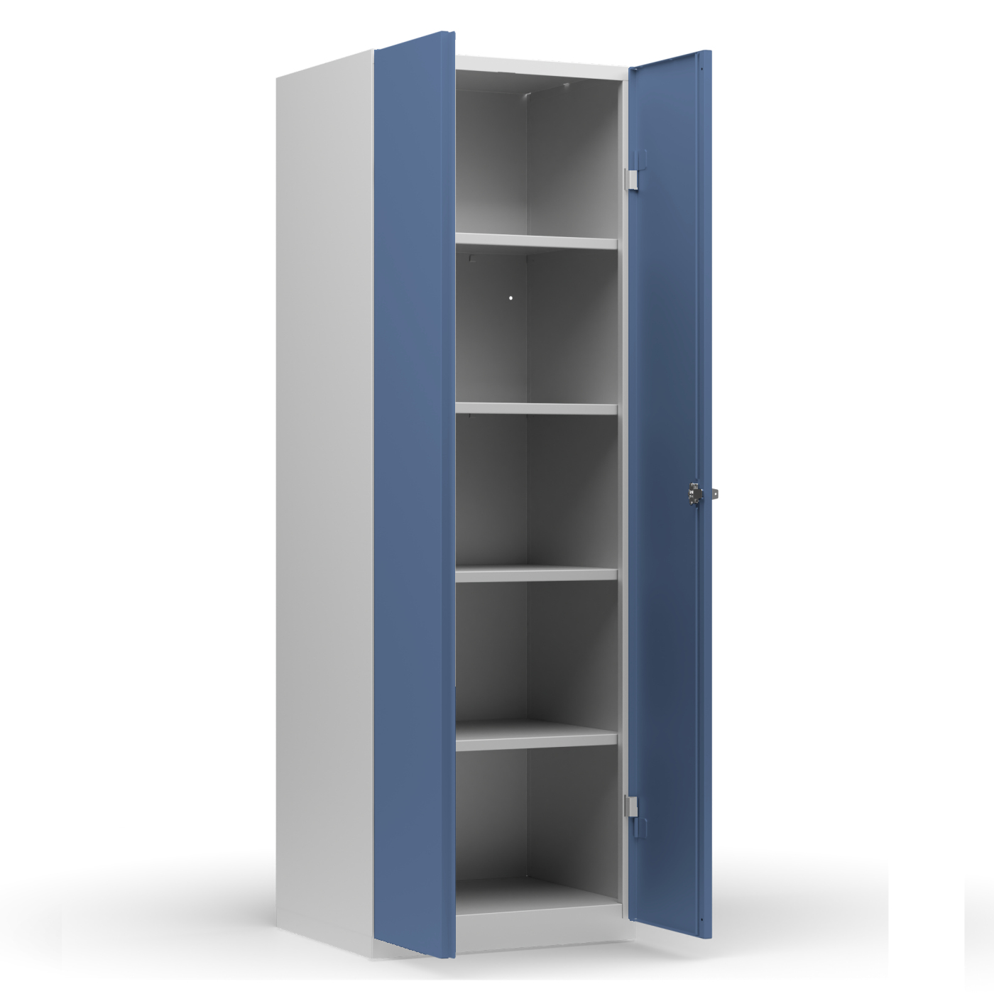 Wolf Mehrzweckspind Serie 77 Sockel Flügeltüren Abteilbreite 600 mm 1 Abteil Taubenblau RAL 5014