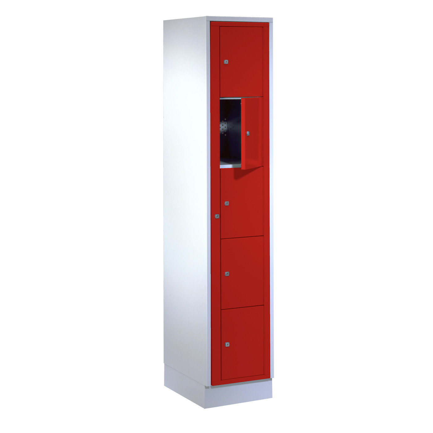 Wolf Wäscheverteilerschrank Serie 71 ZW, Sockel, Abteilbreite 350 mm, 1 Abteil à 5 Fächer Feuerrot RAL 3000