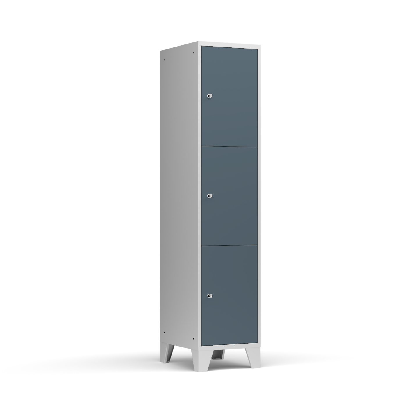 Wolf Fächerschrank Serie 72, Füße, Abteilbreite 400 mm, 1 Abteil à 3 Fächer Blaugrau RAL 7031