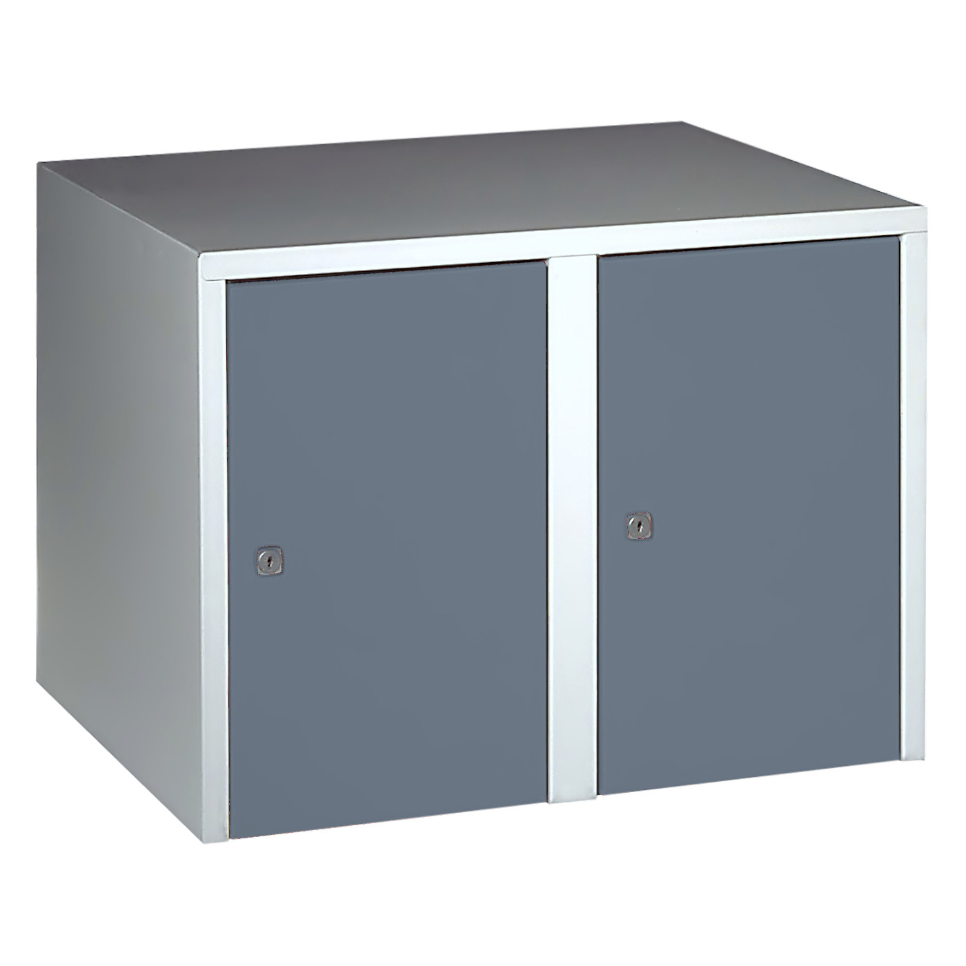 Wolf Aufsatzschrank Serie 73 , Sockel, Abteilbreite 300 mm, 2 Abteile Blaugrau RAL 7031