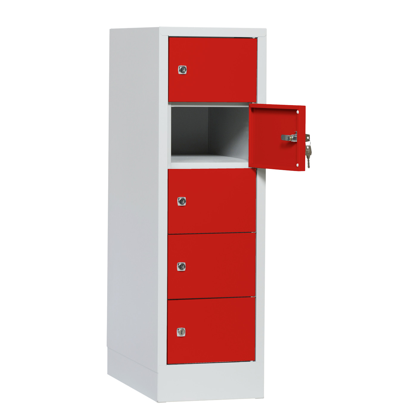 Wolf Kleingefachschrank Serie 41, Sockel, Abteilbreite 300 mm, 1 Abteil à 5 Fächer Feuerrot RAL 3000