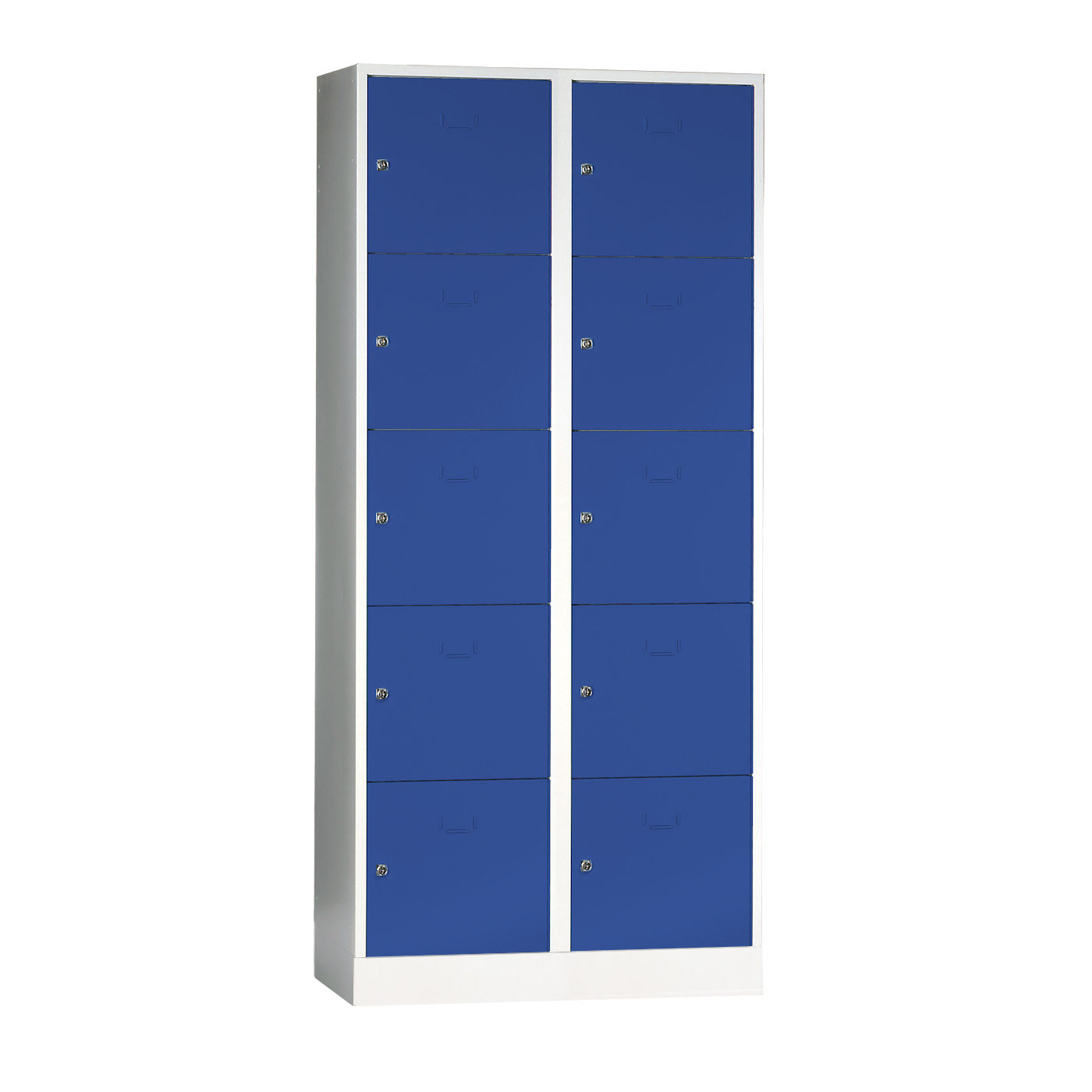 Wolf Schließfachschrank Serie 40 mit Sockel Abteilbreite 400 mm 2 Abteile à 5 Fächer Enzianblau RAL 5010