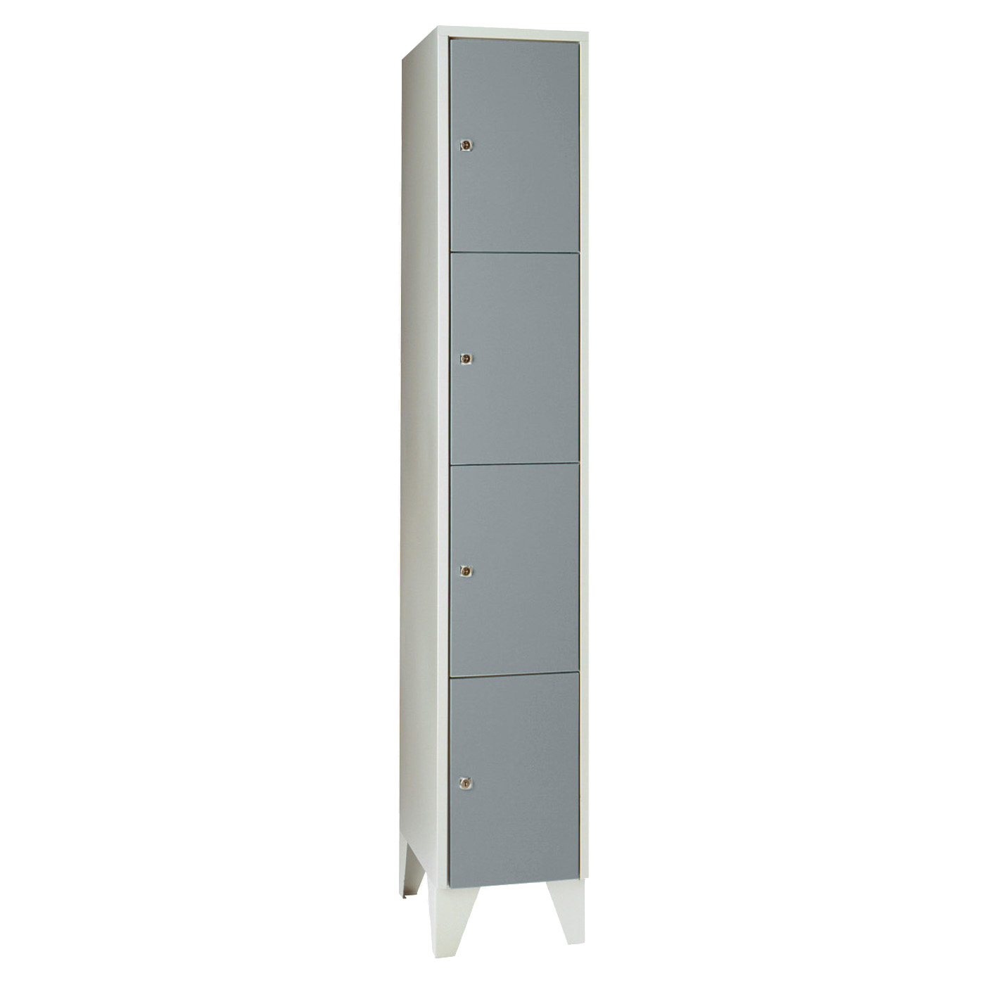 Wolf Fächerschrank Serie 72, Füße, Abteilbreite 300 mm, 1 Abteil à 4 Fächer Blaugrau RAL 7031