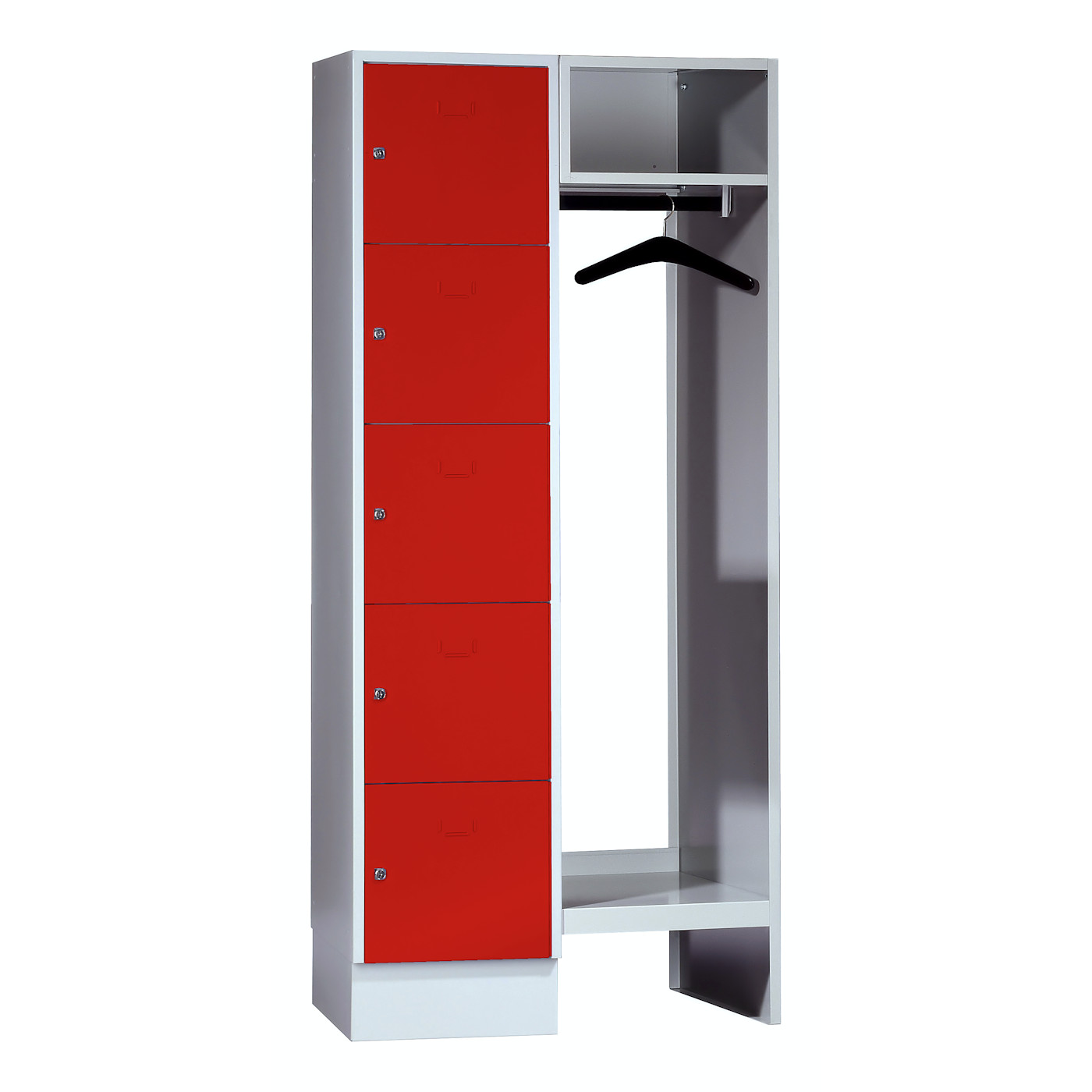 Wolf Schließfachgarderoben-System Serie 78 1 Abteil Breite 400 mm 5 Fächer offene Garderobe Feuerrot RAL 3000