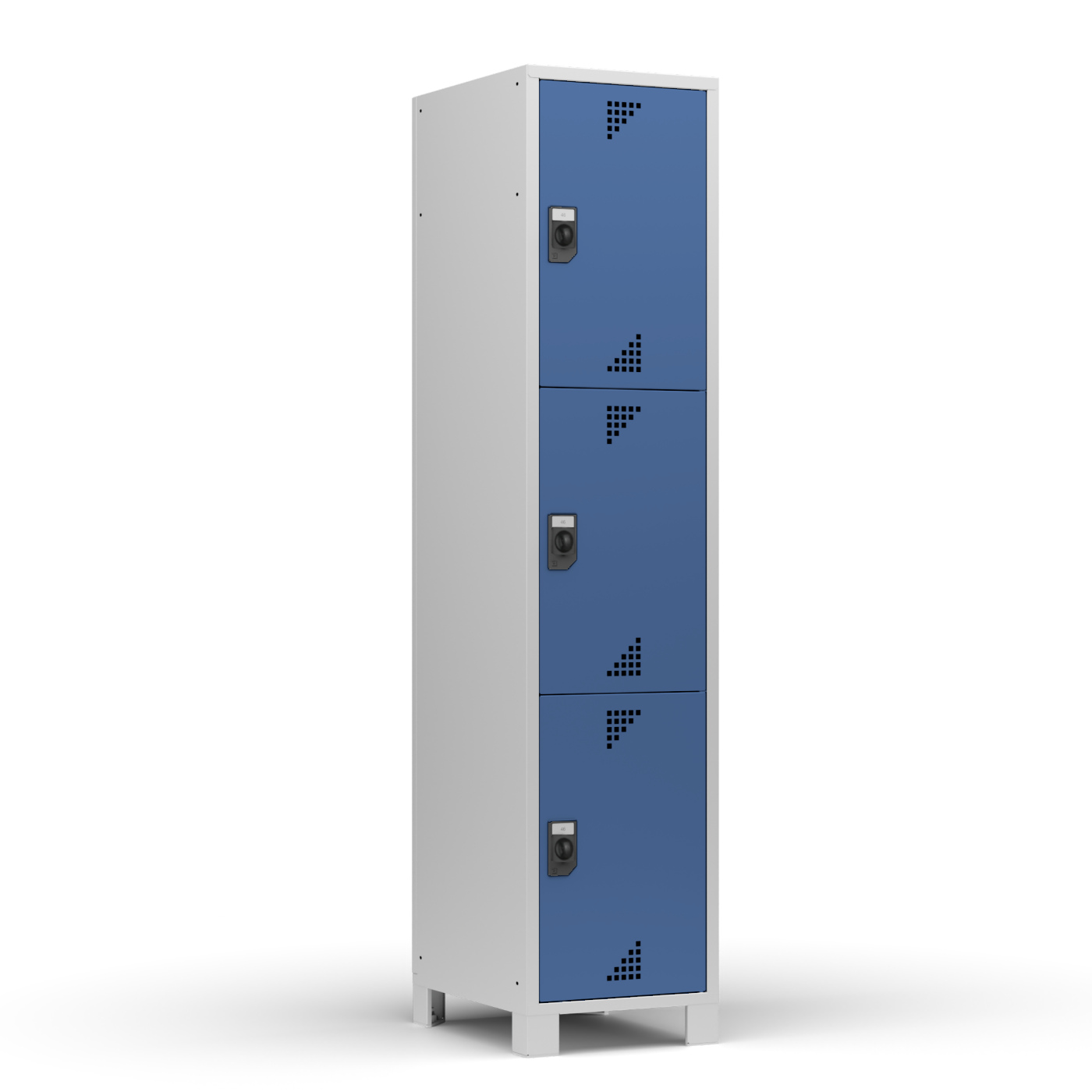 Wolf Fächerschrank Serie 82, Füße, Abteilbreite 400 mm, 1 Abteil à 3 Fächer Brillantblau RAL 5007