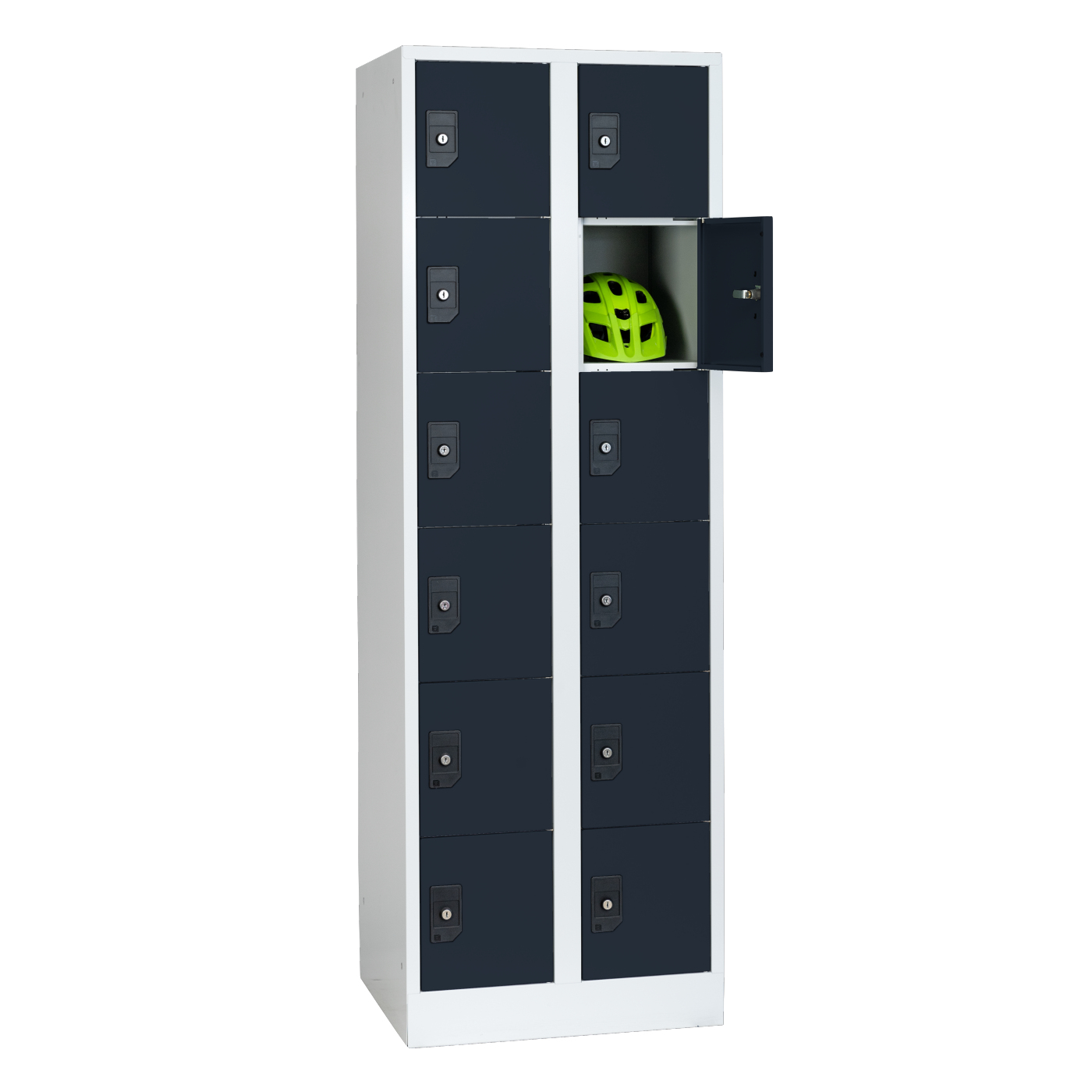 Wolf Fächerschrank Serie 96, Sockel, Abteilbreite 300 mm, 2 Abteile à 6 Fächer Anthrazitgrau RAL 7016