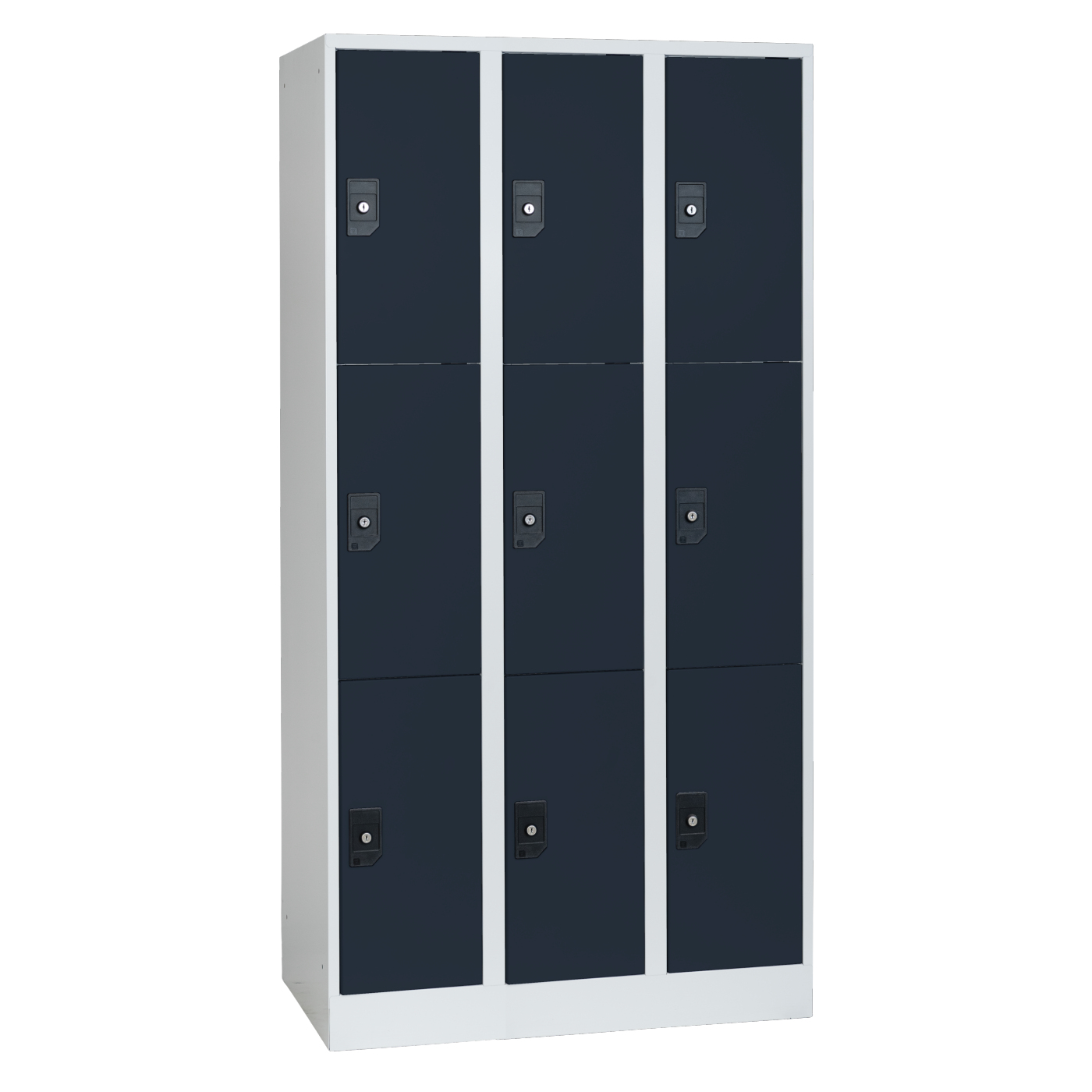 Wolf Fächerschrank Serie 96, Sockel, Abteilbreite 300 mm, 3 Abteile à 3 Fächer Anthrazitgrau RAL 7016