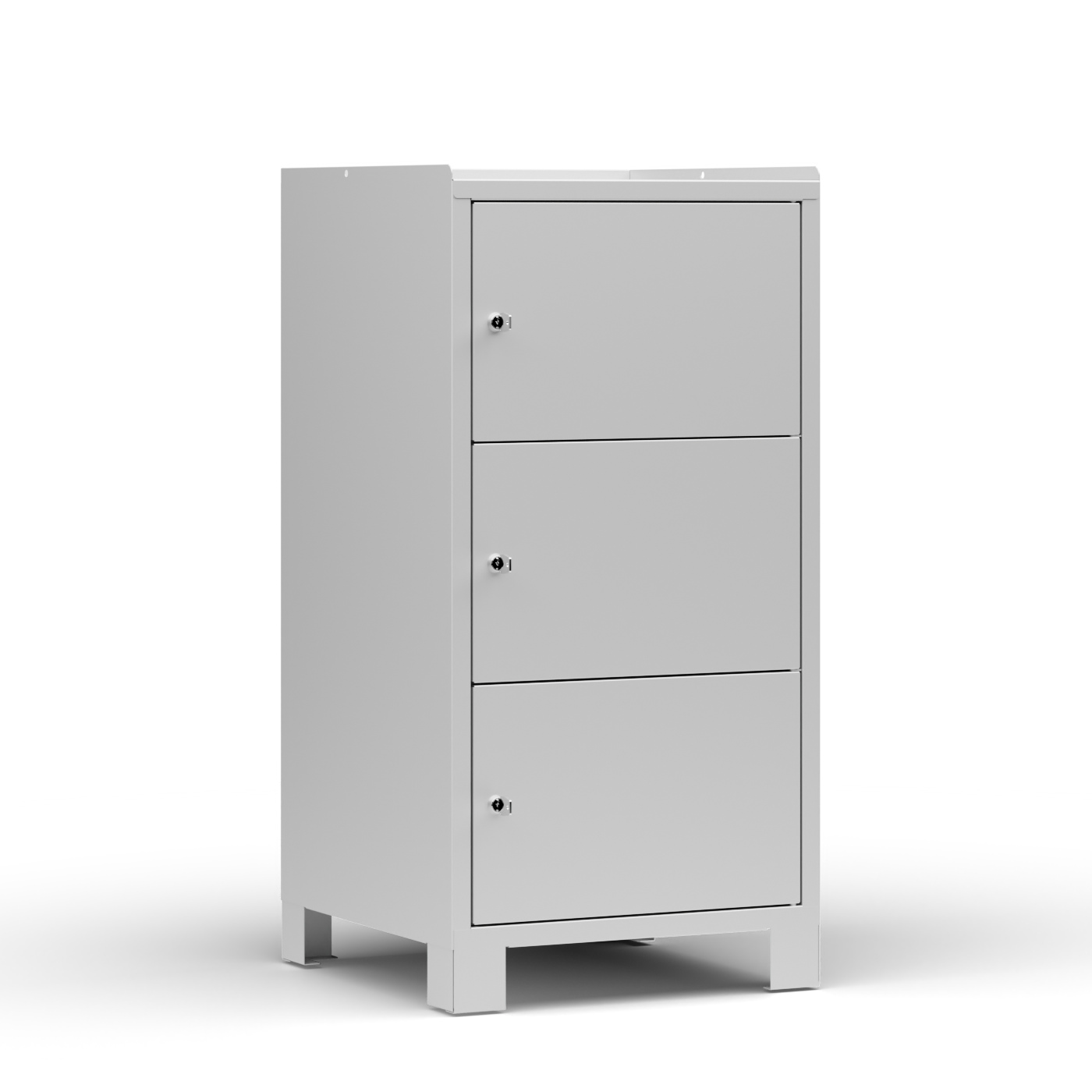 Wolf Werkzeugschrank Serie 59 Füße Breite 500 mm 3 verschließb. Fächer Lichtgrau RAL 7035