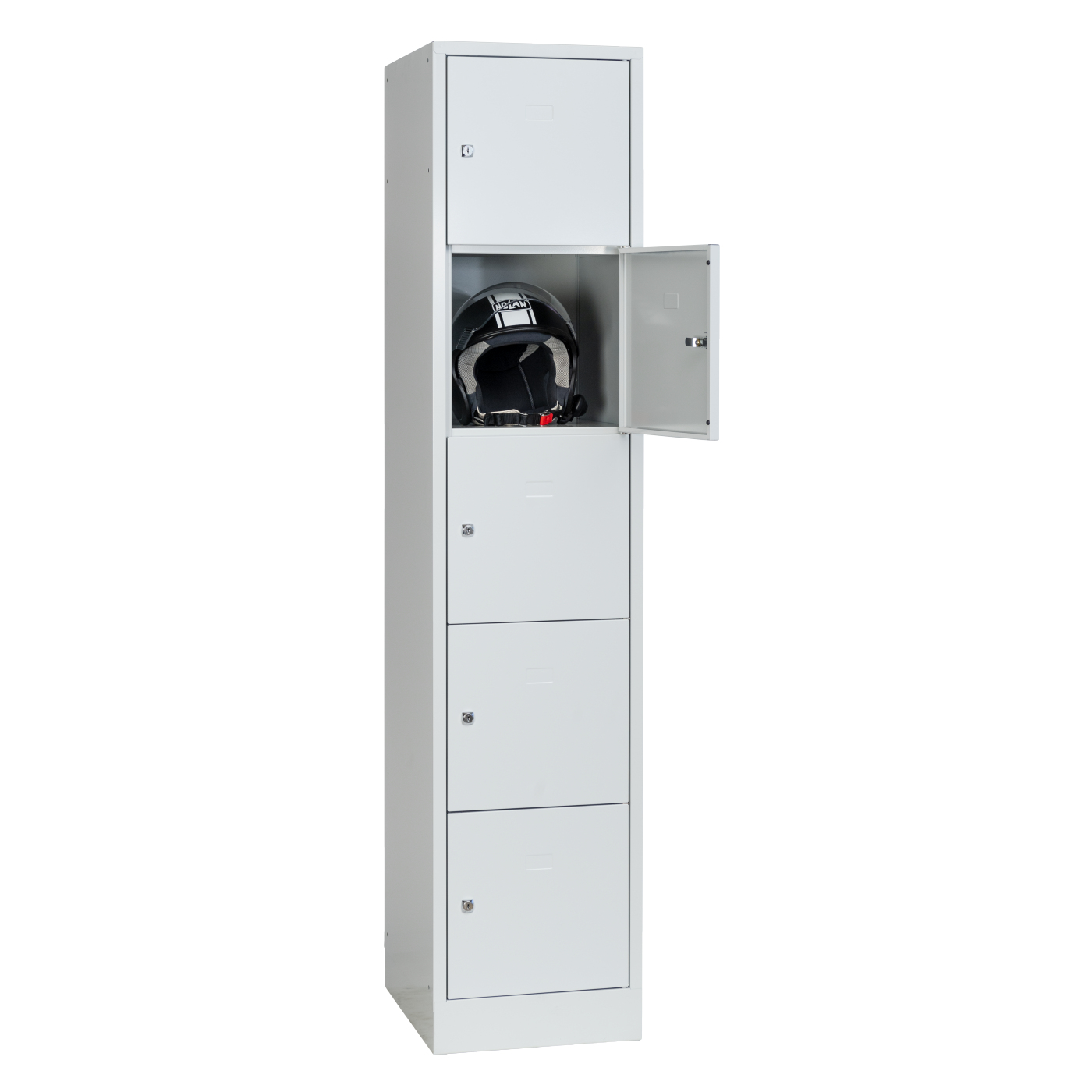 Wolf Schließfachschrank Serie 40 mit Sockel Abteilbreite 400 mm 1 Abteil à 5 Fächer Lichtgrau RAL 7035