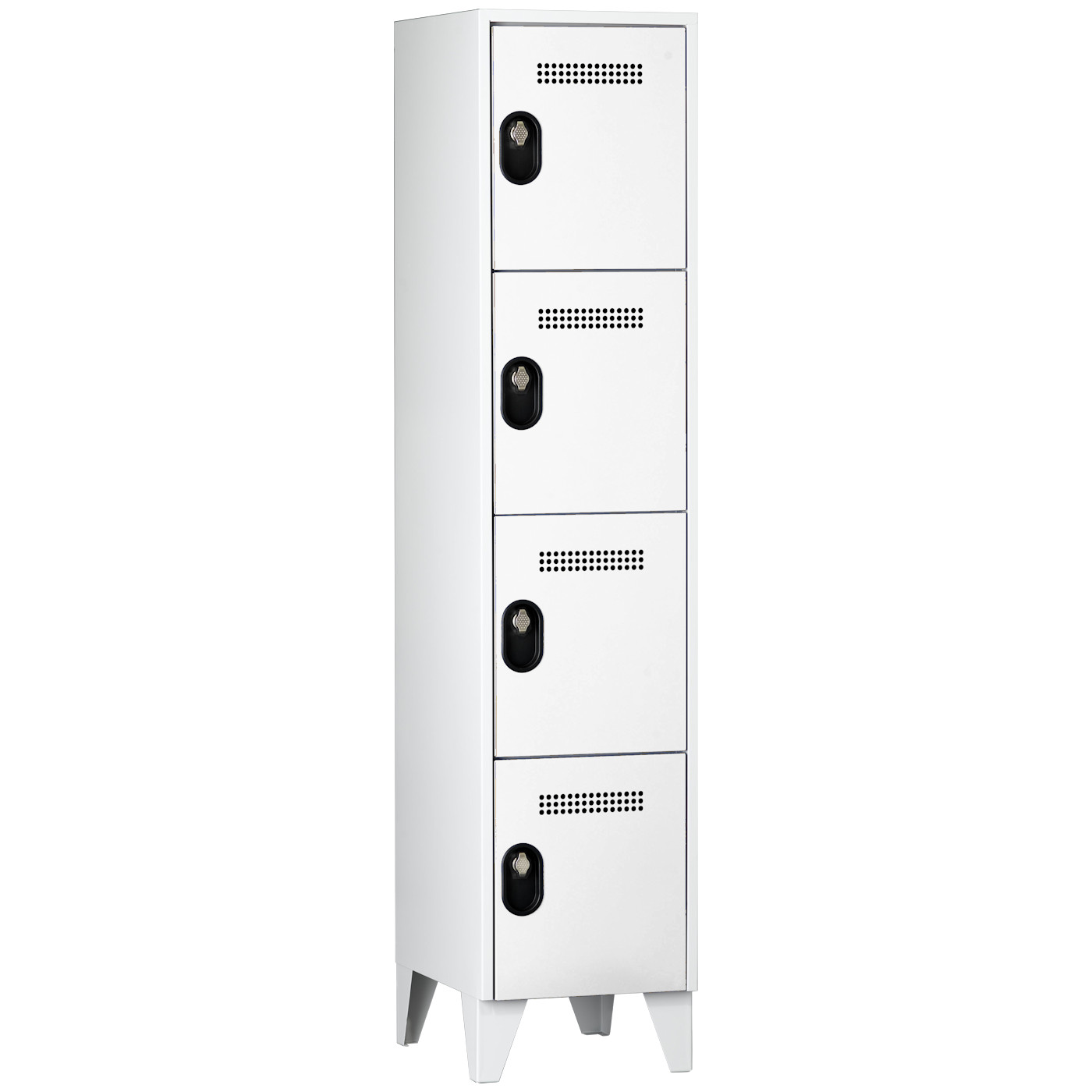 Wolf Fächerschrank Serie 90, Füße, Abteilbreite 400 mm, 1 Abteil à 4 Fächer Lichtgrau RAL 7035