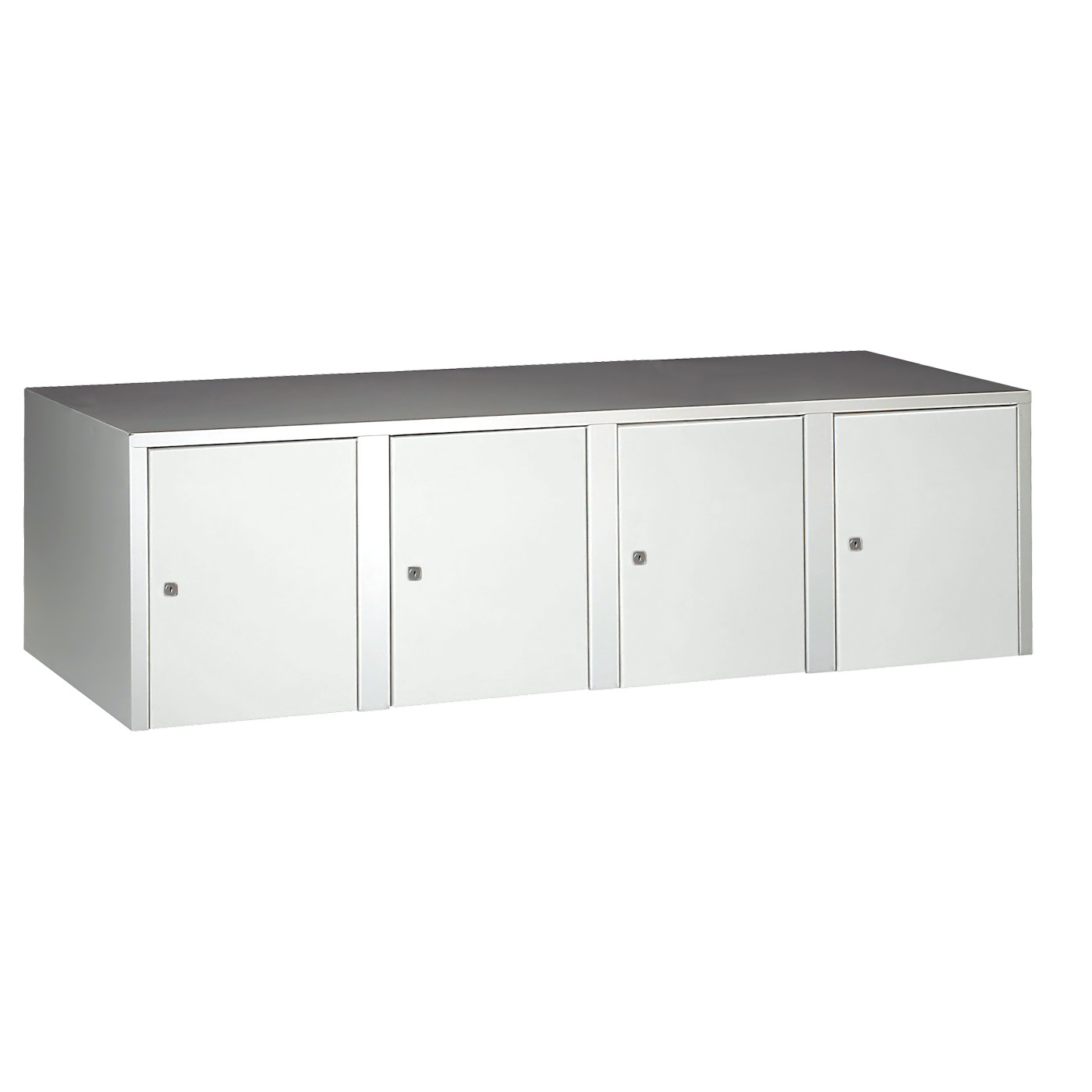 Wolf Aufsatzschrank Serie 73 , Sockel, Abteilbreite 400 mm, 4 Abteile Lichtgrau RAL 7035
