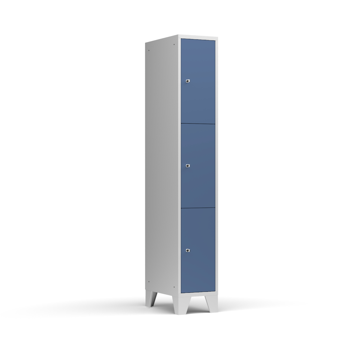 Wolf Fächerschrank Serie 72, Füße, Abteilbreite 300 mm, 1 Abteil à 3 Fächer Taubenblau RAL 5014