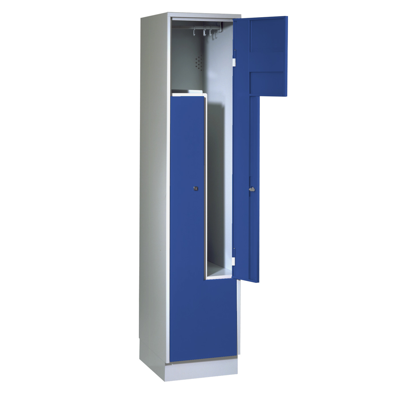 Wolf Z-Spind Serie 71 Z, Sockel, 2 Fächer mit einer Breite von je 200/400 mm Enzianblau RAL 5010