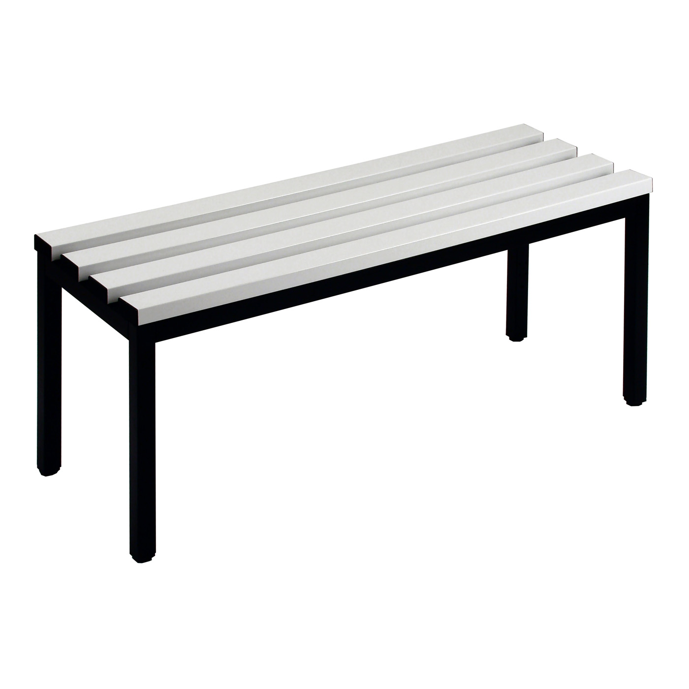Wolf Umkleidebank Serie 104 einseitig Stahlgestell Sitztiefe 355 mm Breite 1000 mm PVC Hellgrau