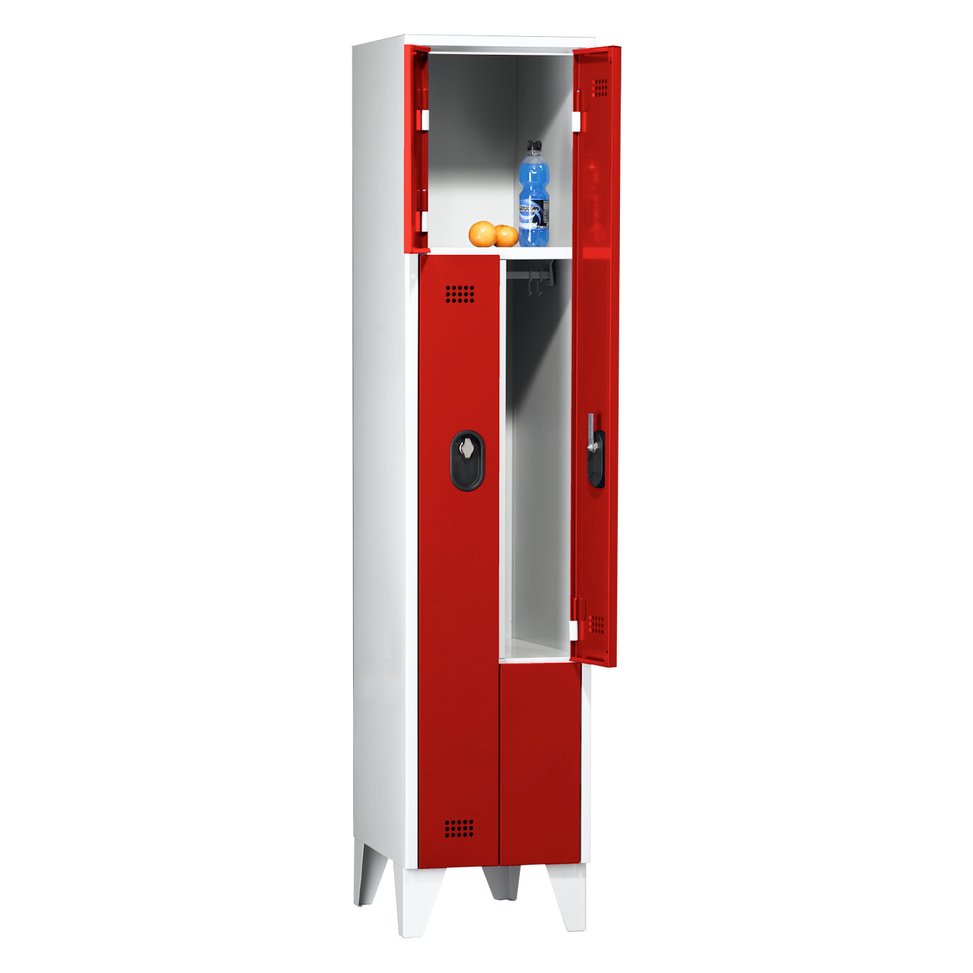 Wolf Z-Spind Serie 90 Z, Füße, Abteilbreite 400 mm 1 Abteil 2 Fächer Feuerrot RAL 3000