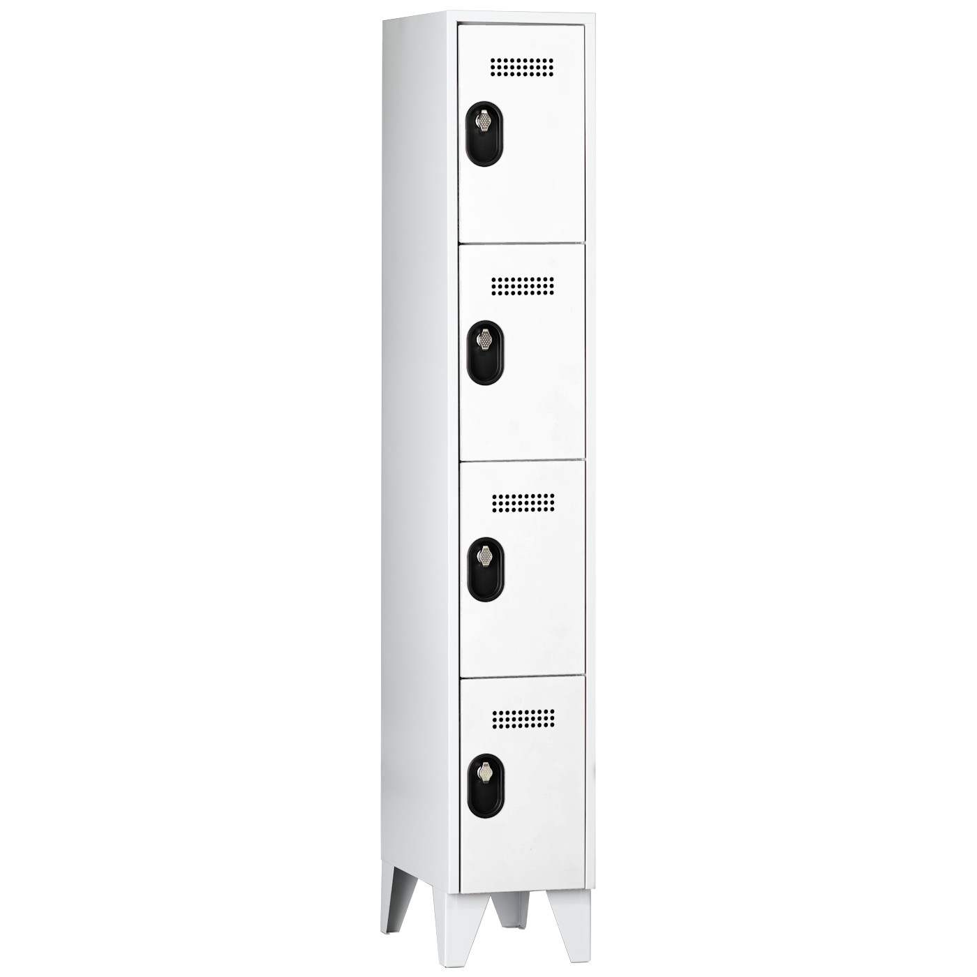 Wolf Fächerschrank Serie 90, Füße, Abteilbreite 300 mm, 1 Abteil à 4 Fächer Lichtgrau RAL 7035