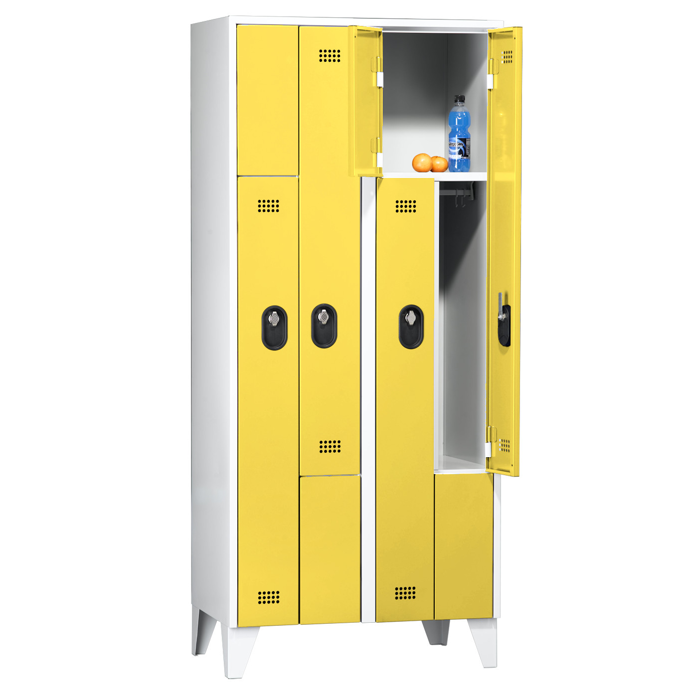 Wolf Z-Spind Serie 90 Z, Füße, Abteilbreite 400 mm 2 Abteile 4 Fächer Zinkgelb RAL 1018