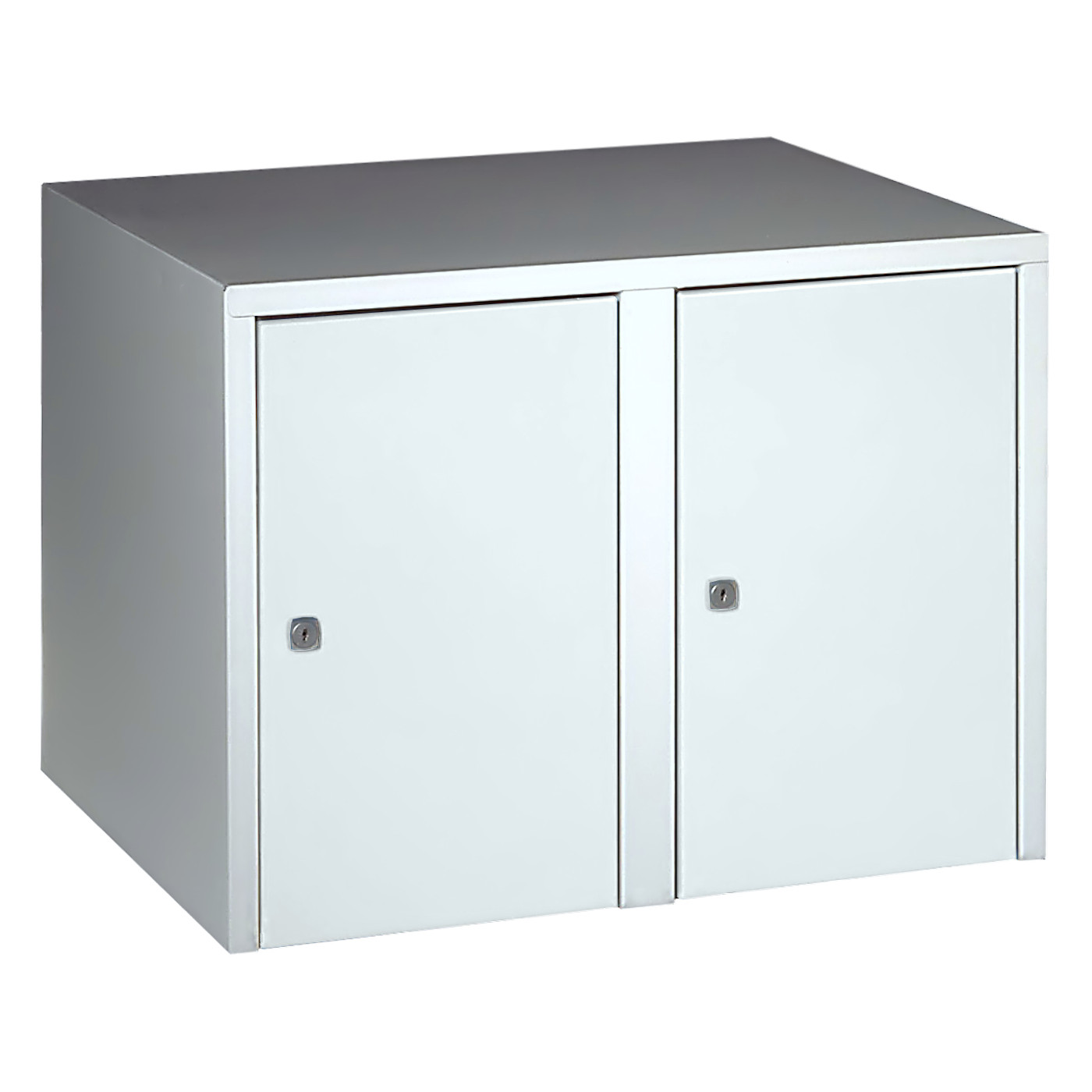 Wolf Aufsatzschrank Serie 73 , Sockel, Abteilbreite 300 mm, 2 Abteile Lichtgrau RAL 7035