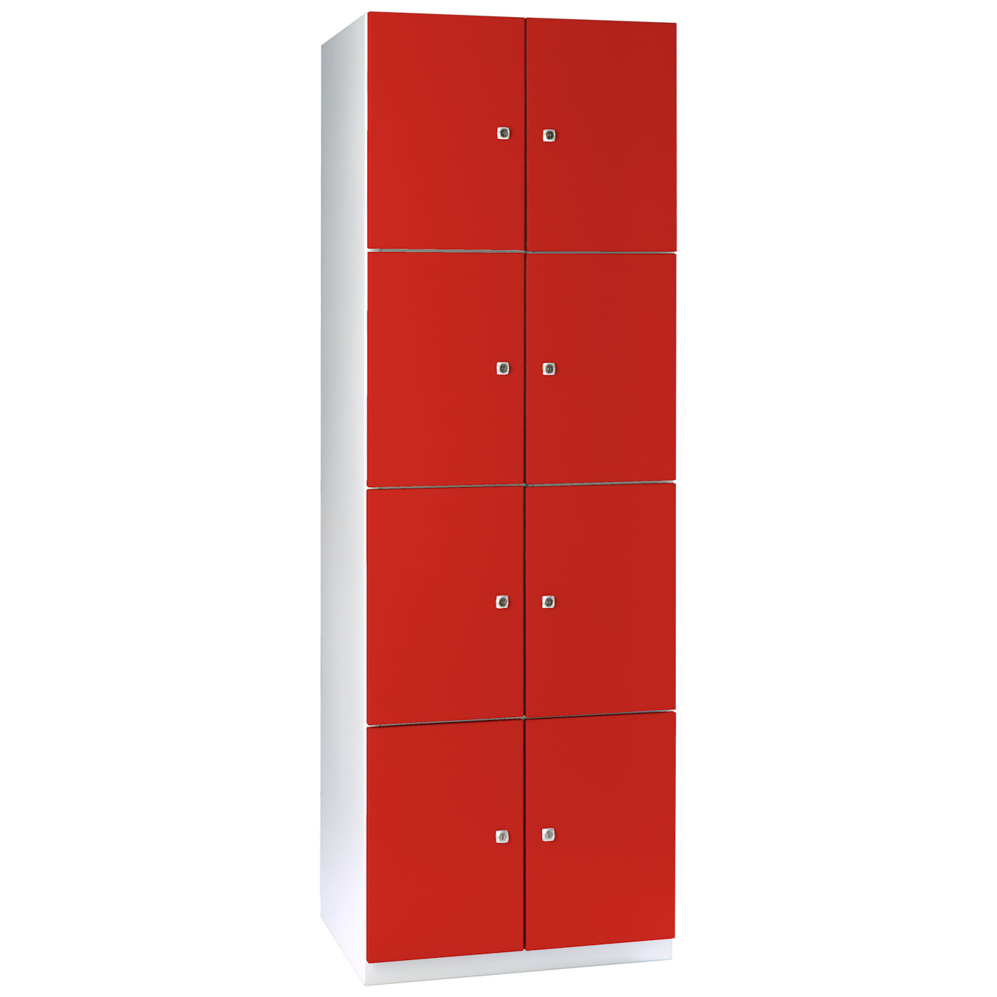 Wolf Mehrzweck-Fächerschrank Serie 77 Flügeltüren Abteilbreite 300 mm 2 Abteile 8 Fächer Feuerrot RAL 3000