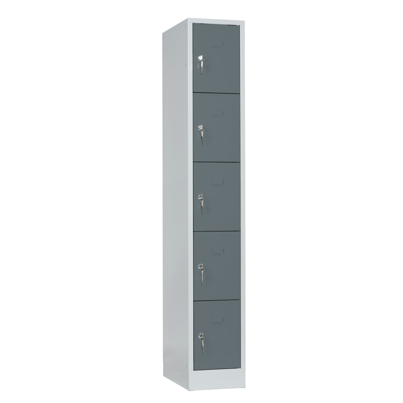 Wolf Schließfachschrank Serie 40 mit Sockel Abteilbreite 300 mm 1 Abteil à 5 Fächer Blaugrau RAL 7031