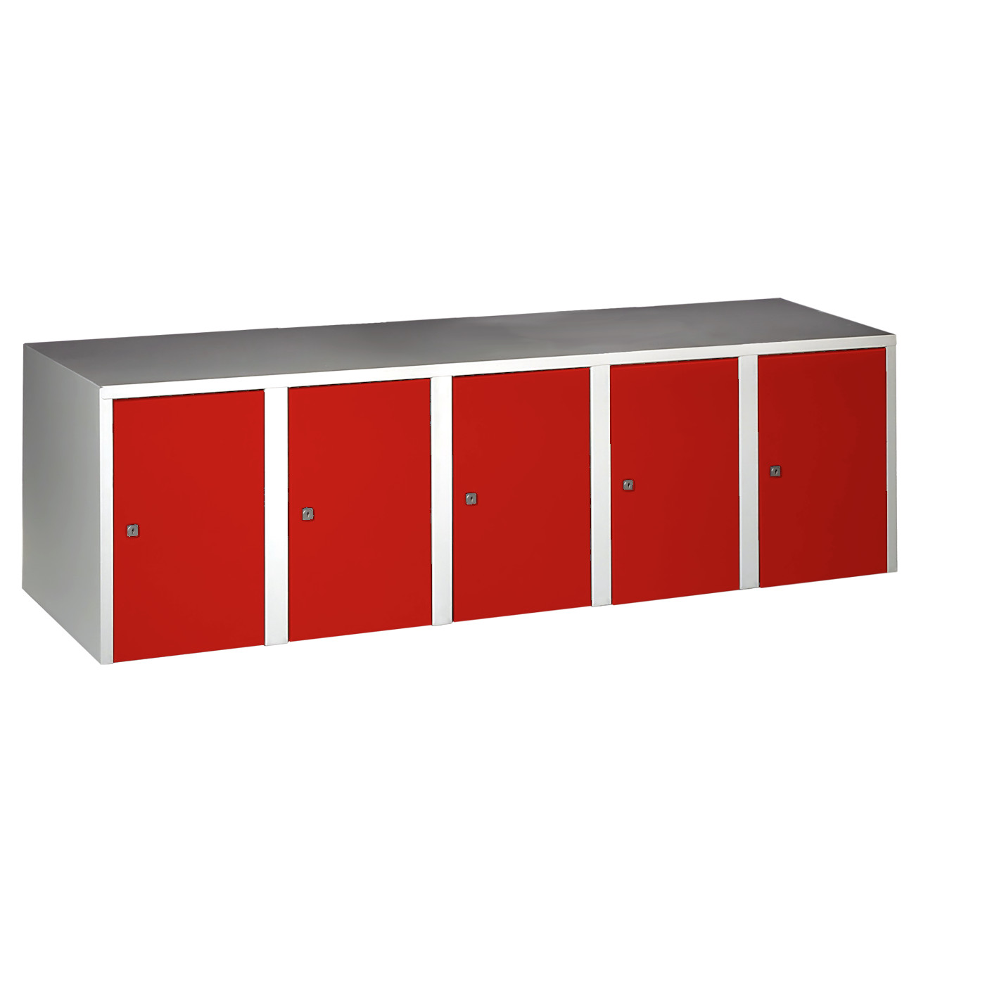 Wolf Aufsatzschrank Serie 73 , Sockel, Abteilbreite 300 mm, 5 Abteile Feuerrot RAL 3000