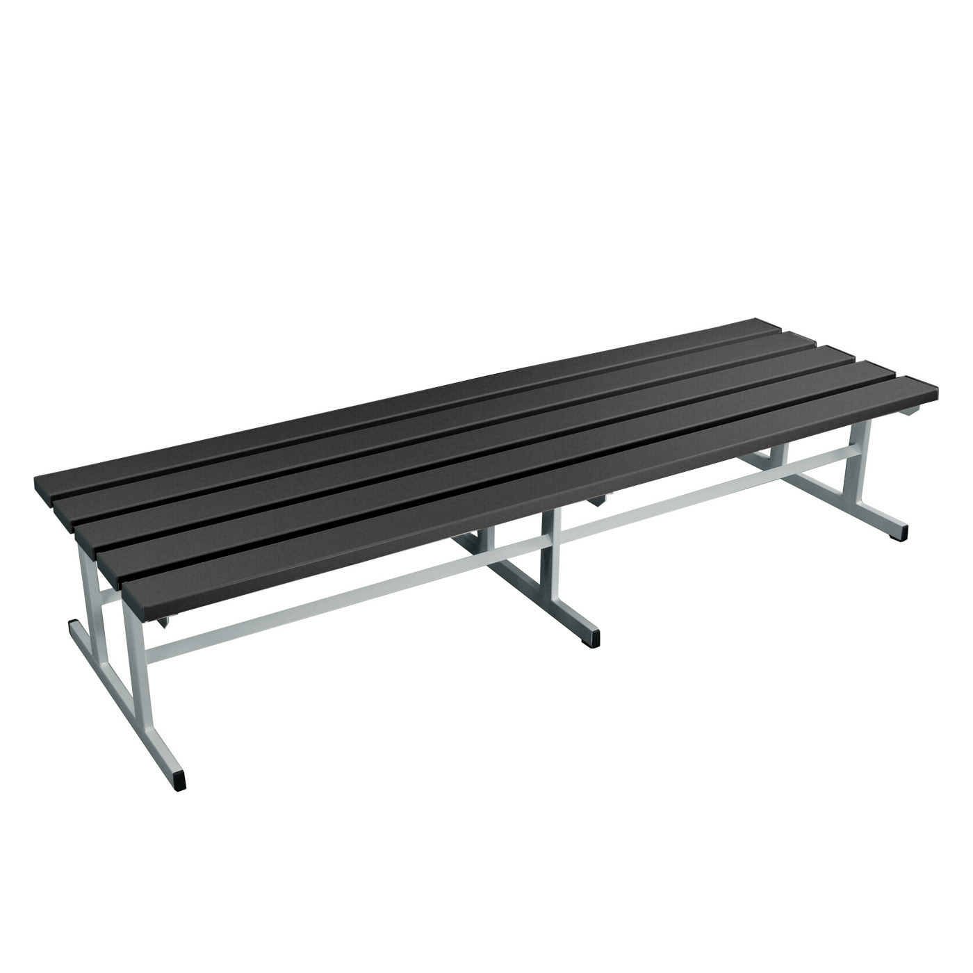 Wolf Umkleidebank Serie 101 doppelseitig T-Fuß Sitzt. 630 mm Breite 2000 mm PVC Schwarz