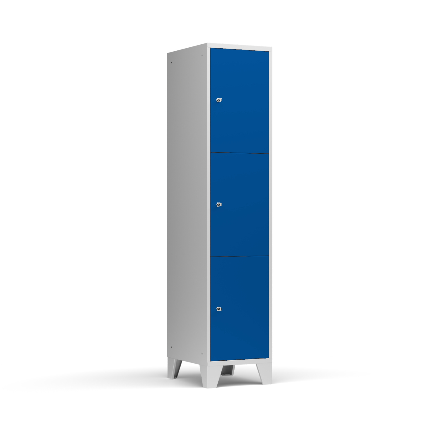 Wolf Fächerschrank Serie 72, Füße, Abteilbreite 400 mm, 1 Abteil à 3 Fächer Enzianblau RAL 5010
