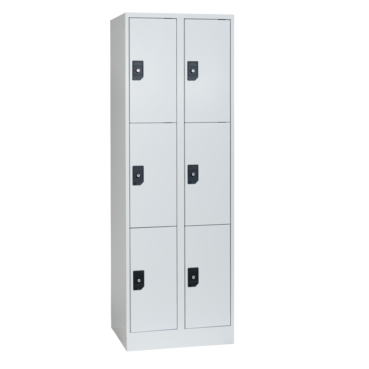Wolf Fächerschrank Serie 96, Sockel, Abteilbreite 300 mm, 2 Abteile à 3 Fächer Lichtgrau RAL 7035
