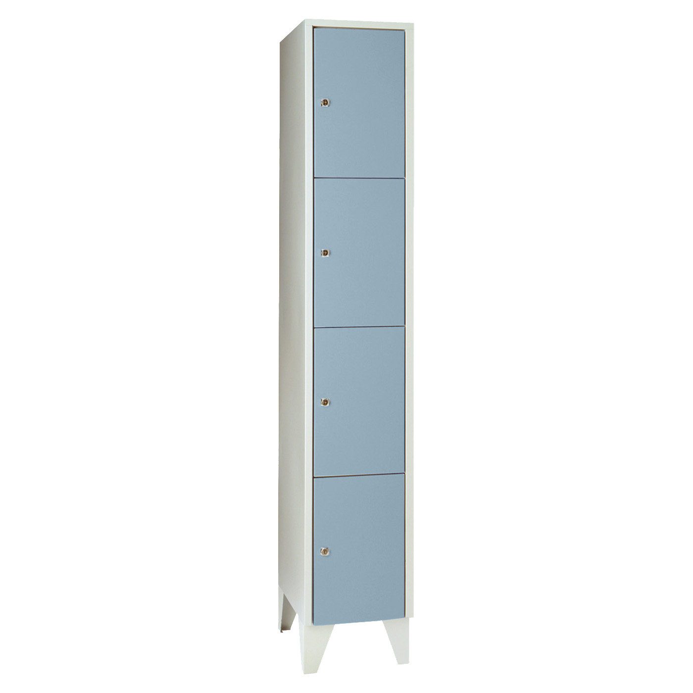 Wolf Fächerschrank Serie 72, Füße, Abteilbreite 300 mm, 1 Abteil à 4 Fächer Taubenblau RAL 5014