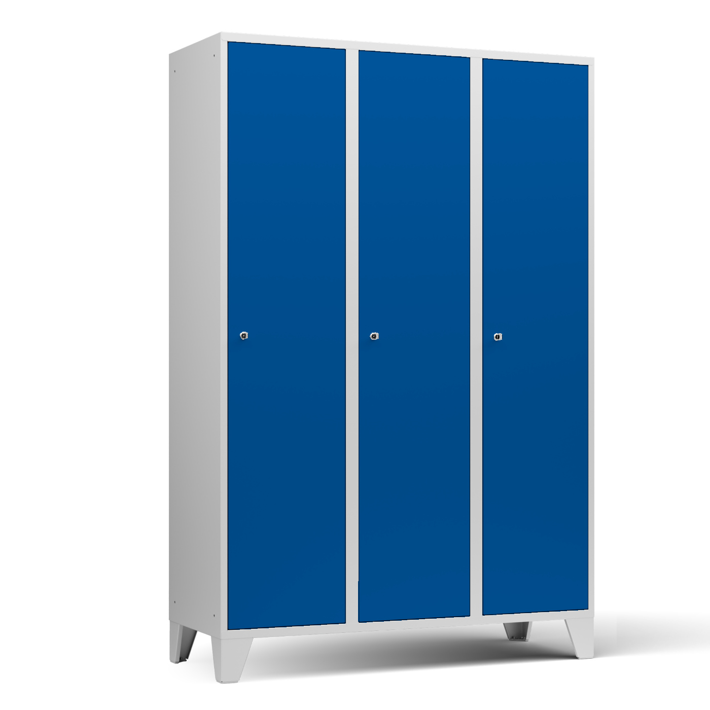 Wolf Fächerschrank Serie 72, Füße, Abteilbreite 400 mm, 3 Abteile à 4 Fächer Enzianblau RAL 5010