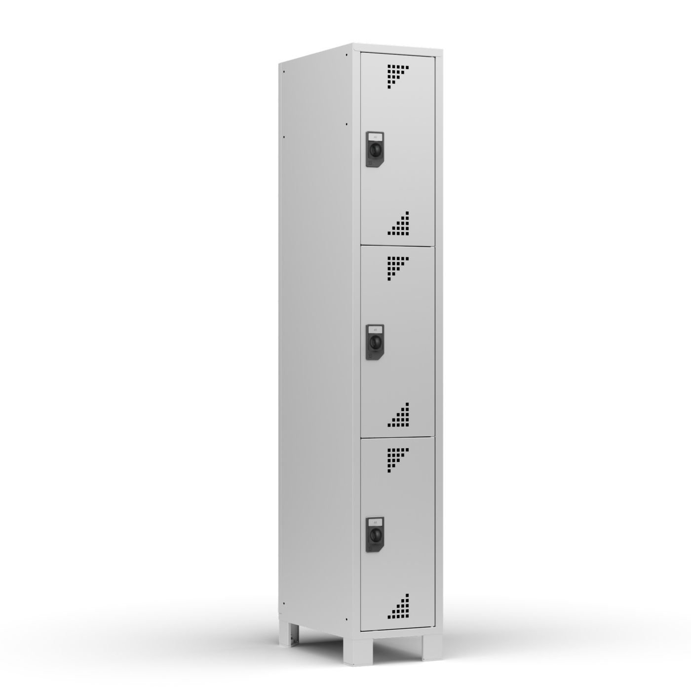 Wolf Fächerschrank Serie 82, Füße, Abteilbreite 300 mm, 1 Abteil à 3 Fächer Lichtgrau RAL 7035