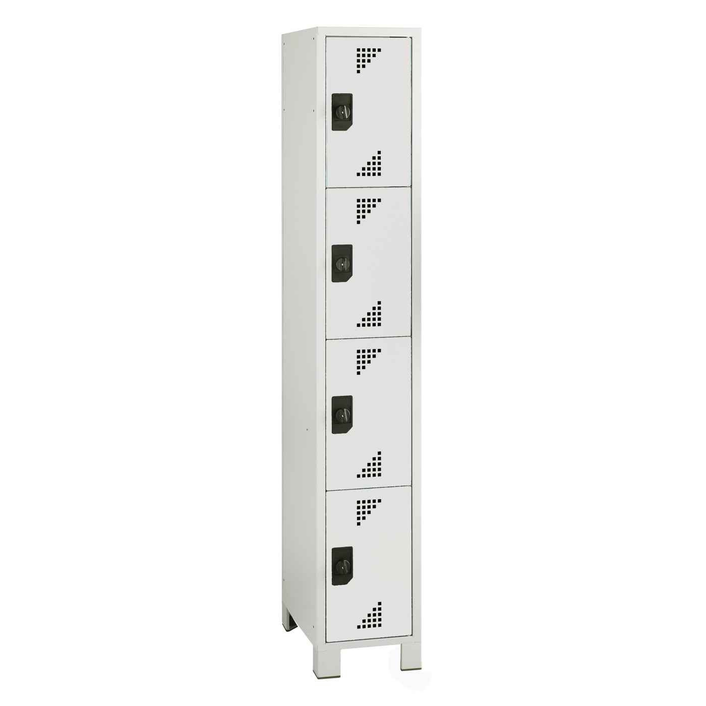 Wolf Fächerschrank Serie 82, Füße, Abteilbreite 300 mm, 1 Abteil à 4 Fächer Lichtgrau RAL 7035