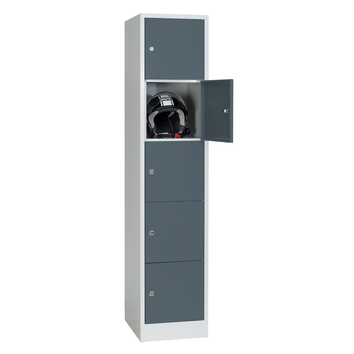 Wolf Schließfachschrank Serie 40 mit Sockel Abteilbreite 400 mm 1 Abteil à 5 Fächer Blaugrau RAL 7031