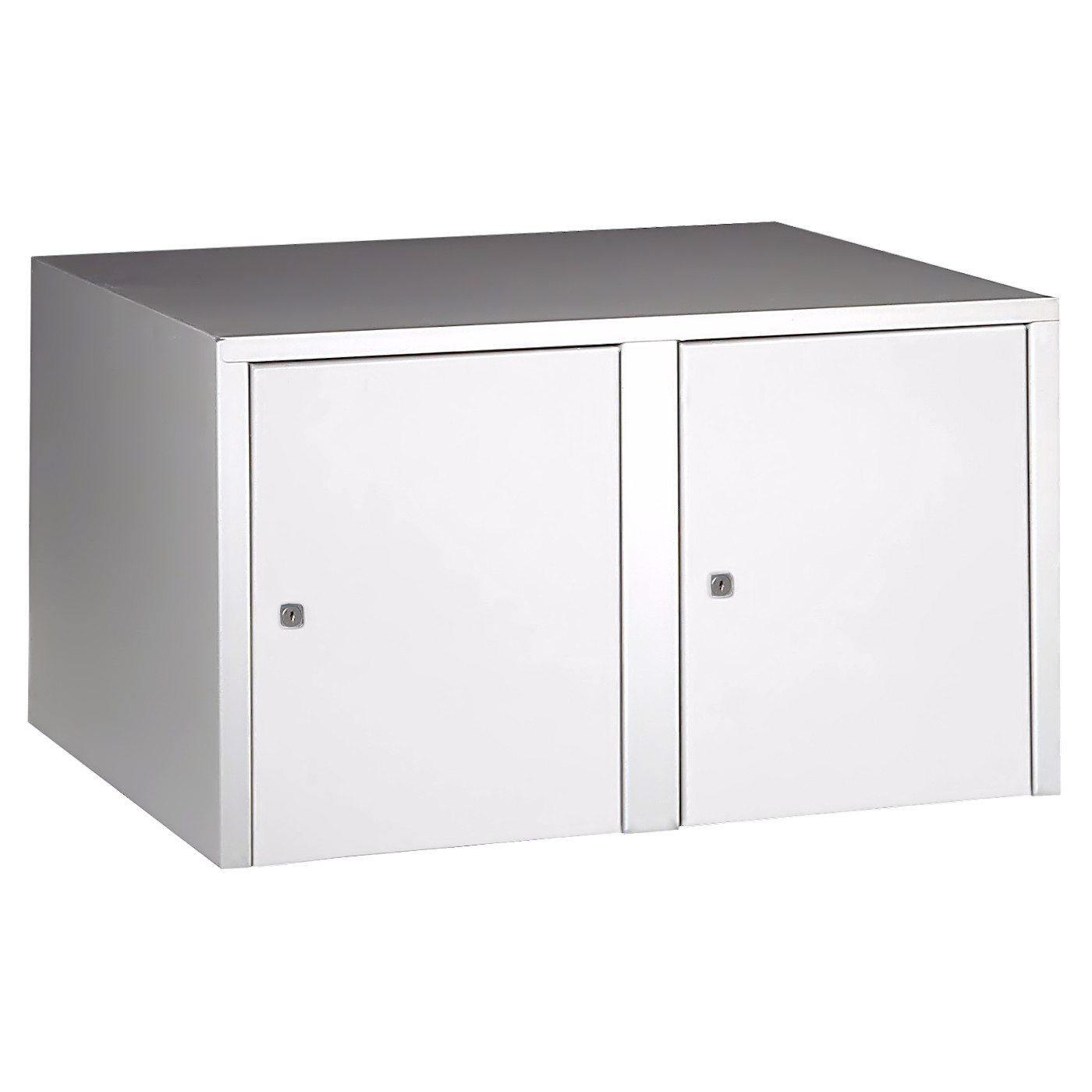 Wolf Aufsatzschrank Serie 73 , Sockel, Abteilbreite 400 mm, 2 Abteile Lichtgrau RAL 7035